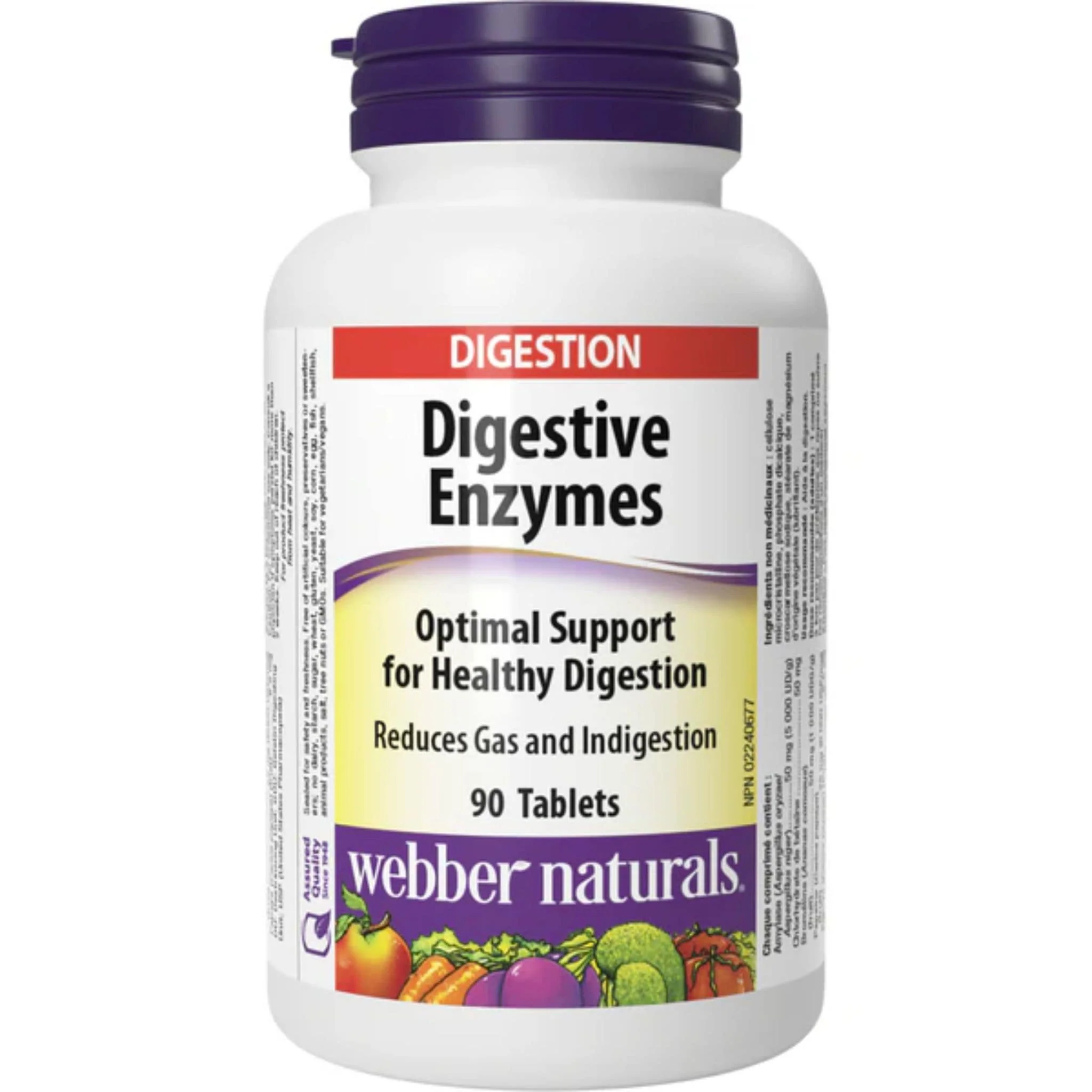 Webber Naturals Digestive Enzymes, Digestive Aid for Carbs and Proteins with Amylase, Bromelain, Papain and Betaine HCl,  90-240 Tablets