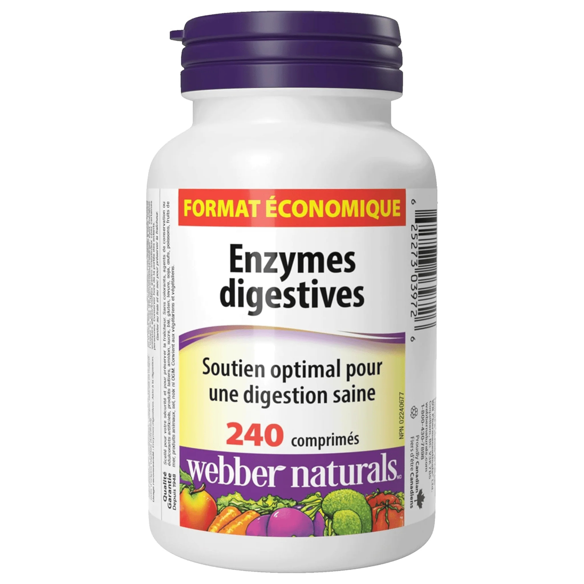 Webber Naturals Digestive Enzymes, Digestive Aid for Carbs and Proteins with Amylase, Bromelain, Papain and Betaine HCl,  90-240 Tablets - Image 6