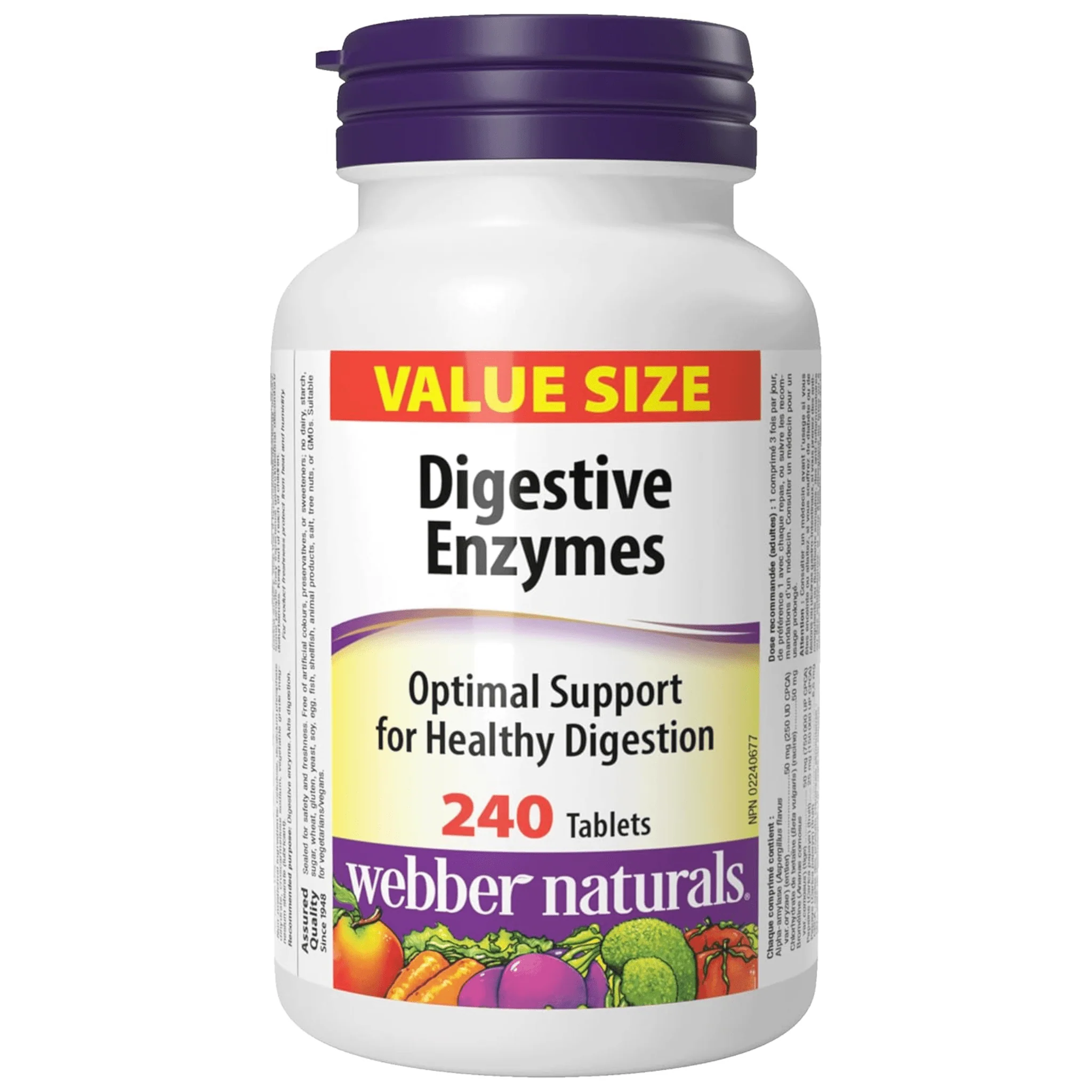Webber Naturals Digestive Enzymes, Digestive Aid for Carbs and Proteins with Amylase, Bromelain, Papain and Betaine HCl,  90-240 Tablets - Image 7