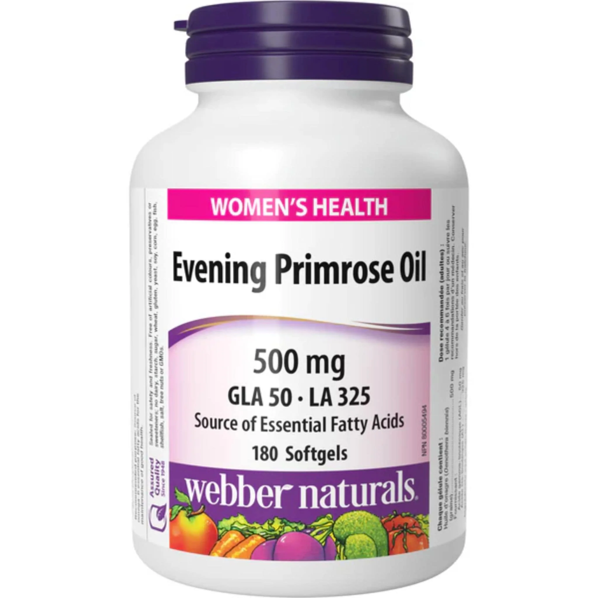Webber Naturals Evening Primrose Oil 500mg, 180 Softgels
