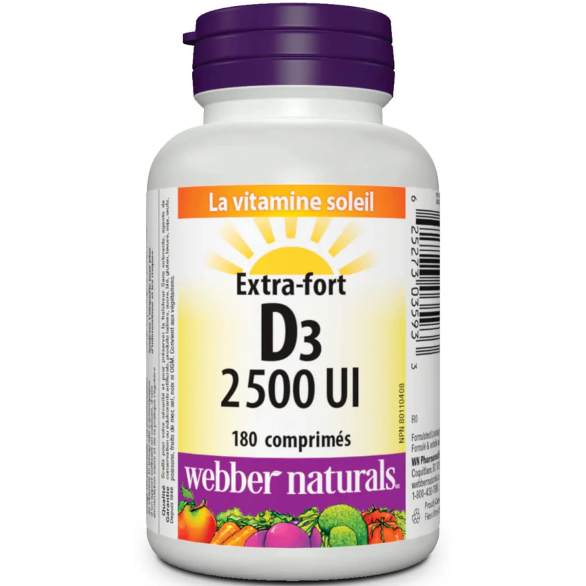 Webber Naturals Extra Strength Vitamin D3 2500IU, 180 Tablets - Image 2