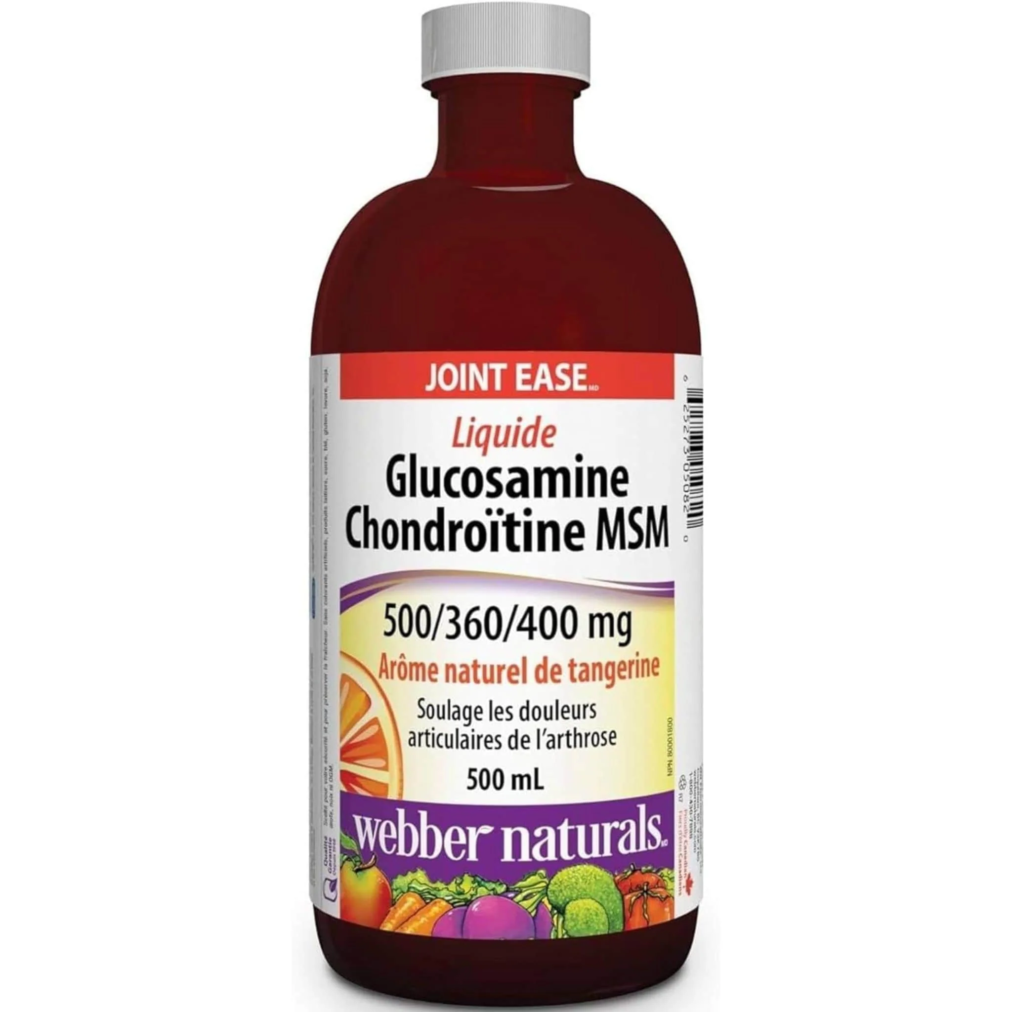 Webber Naturals Glucosamine Chondroitin MSM Liquid, 500mg/400mg/360mg Natural Tangerine, 500ml - Image 2