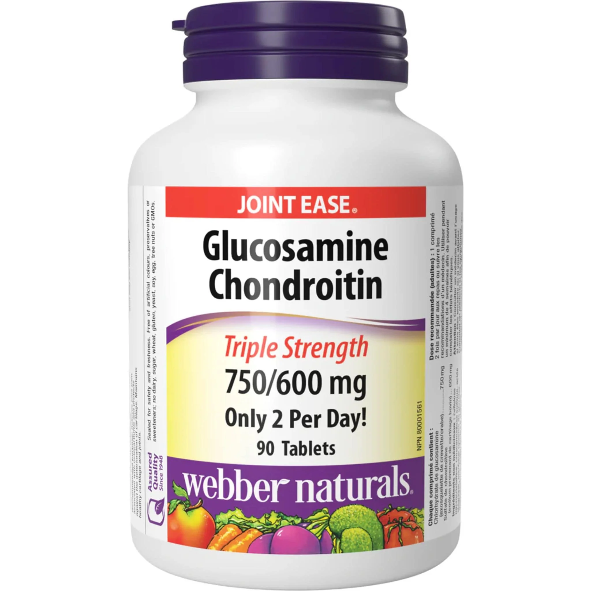 Webber Naturals Glucosamine Chondroitin, Triple Strength, 750mg/600mg