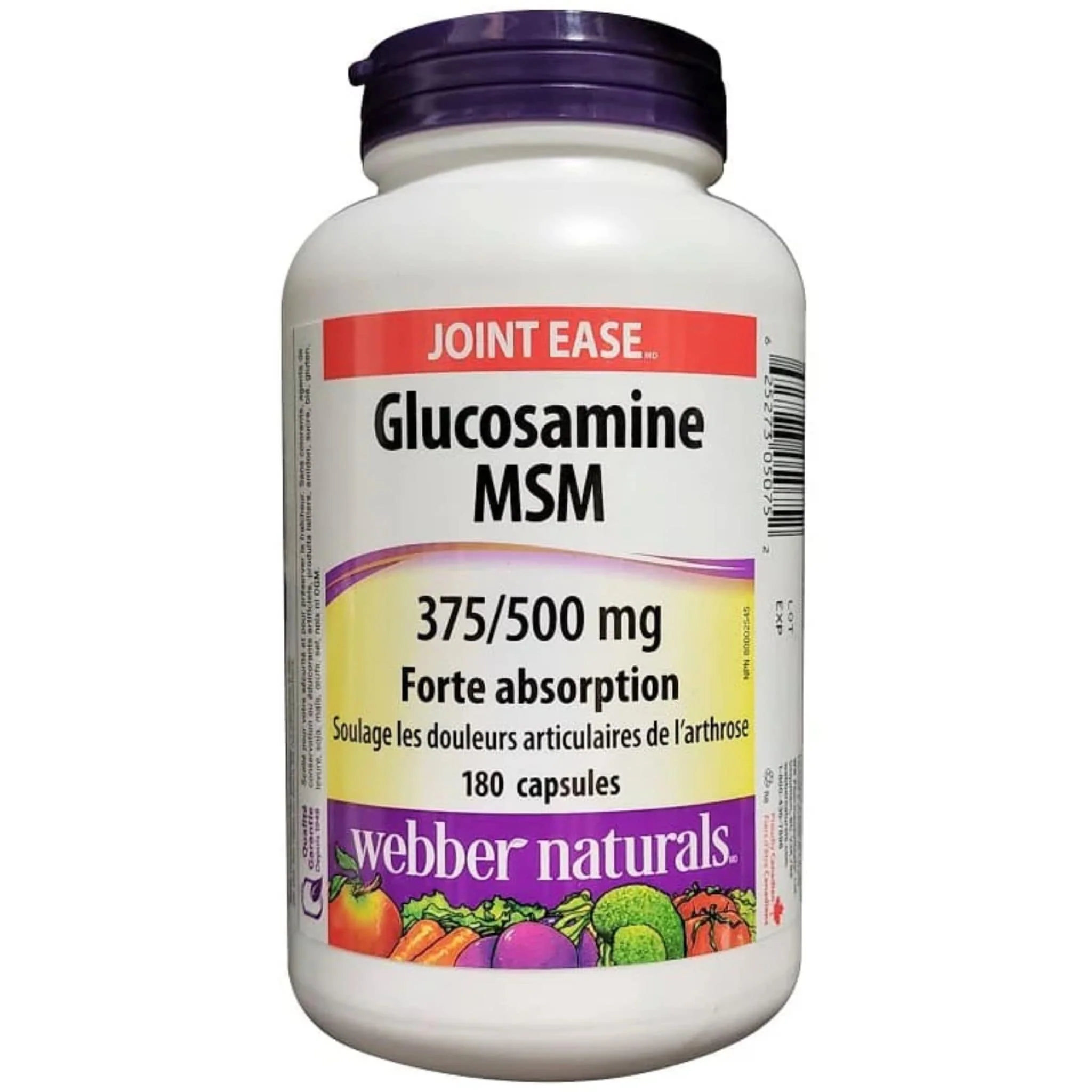 Webber Naturals Glucosamine MSM, High Absorption, 375mg/500mg, 180 Capsules - Image 2