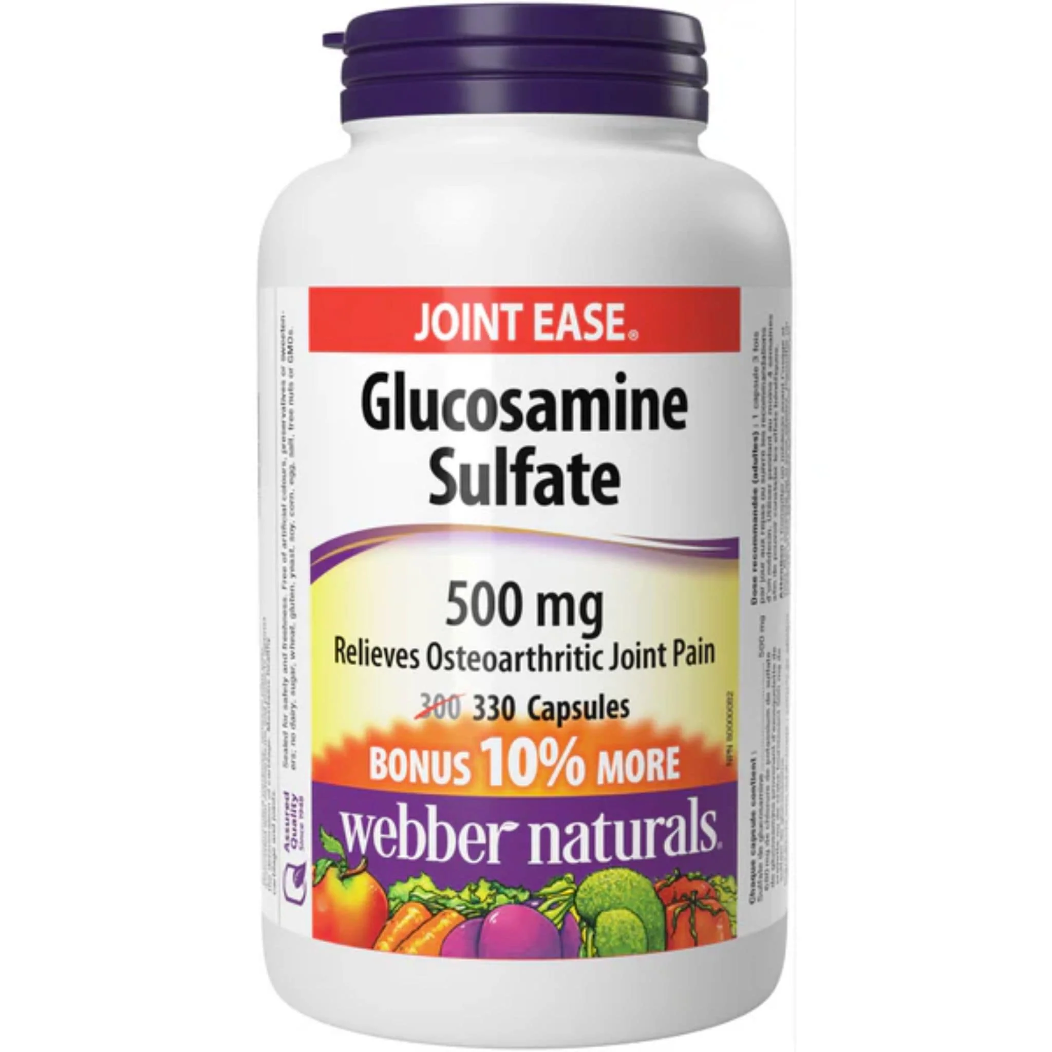 Webber Naturals Glucosamine Sulfate 500mg, Relieves Osteoarthritic Pain, 360 Caplets