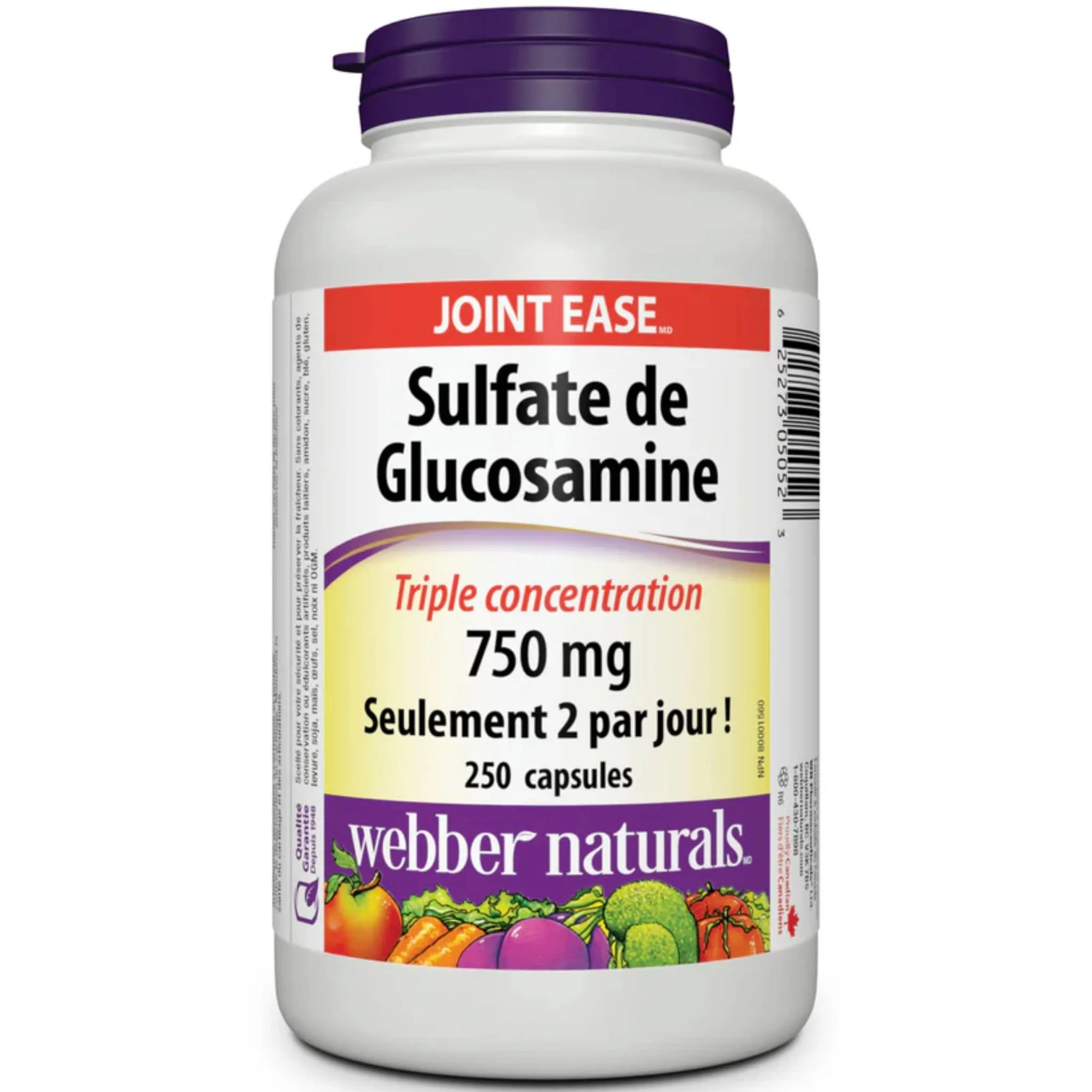 Webber Naturals Glucosamine Sulfate 750mg, Triple Strength, 250 Capsules - Image 2