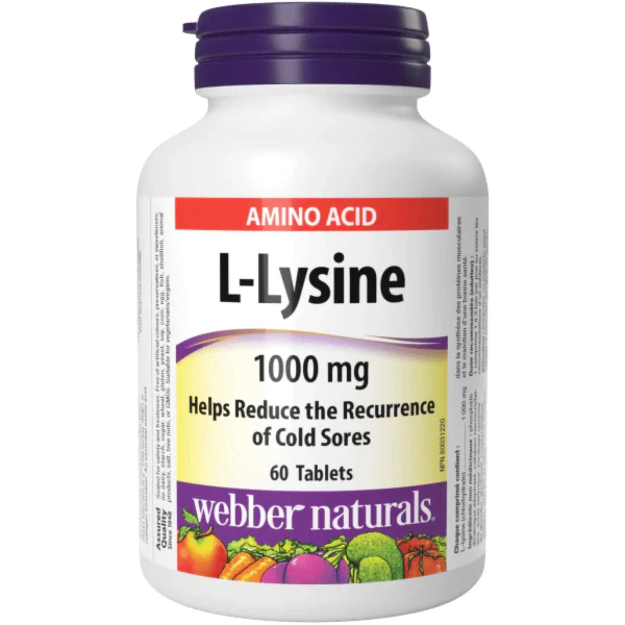 Webber Naturals L-Lysine 1000mg, 60 Tablets