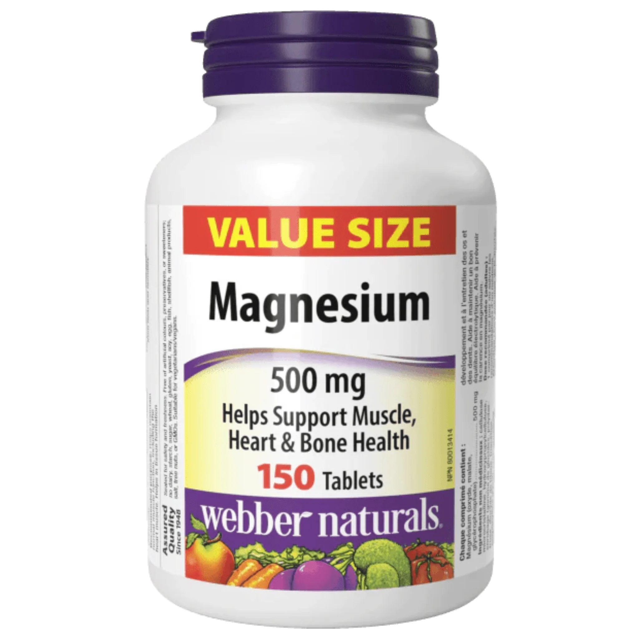 Webber Naturals Magnesium 500mg, Chelated for Enhanced Absorption, Supports Healthy Bones and Muscle Function, 60-150 Tablets - Image 6