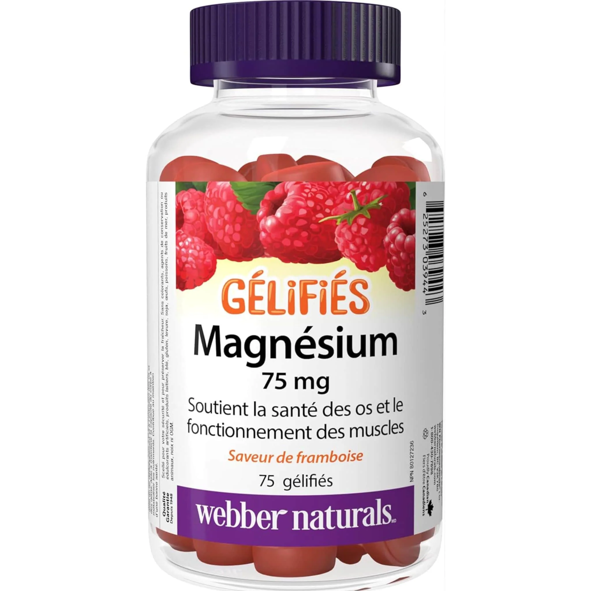 Webber Naturals Magnesium 75mg Gummies, Helps Support Bone Health and Muscle Function, 75 Gummies - Image 2