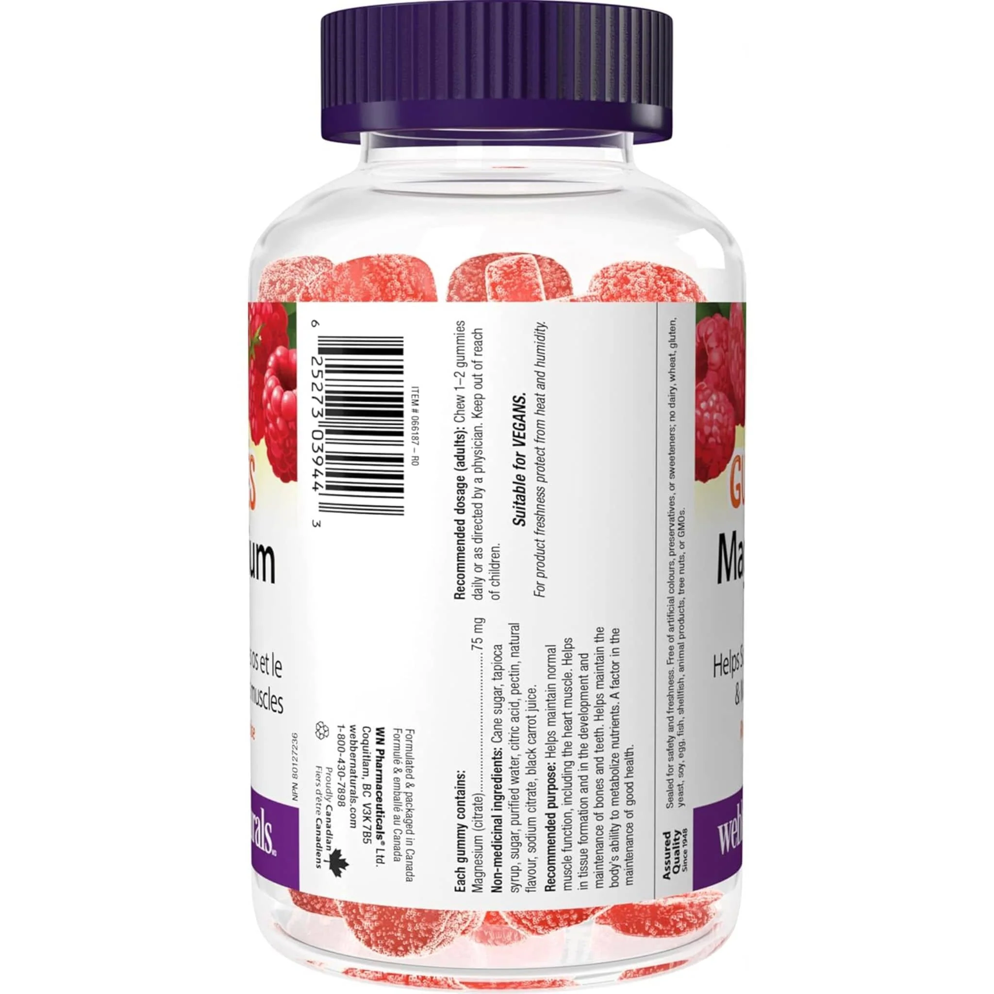 Webber Naturals Magnesium 75mg Gummies, Helps Support Bone Health and Muscle Function, 75 Gummies - Image 4
