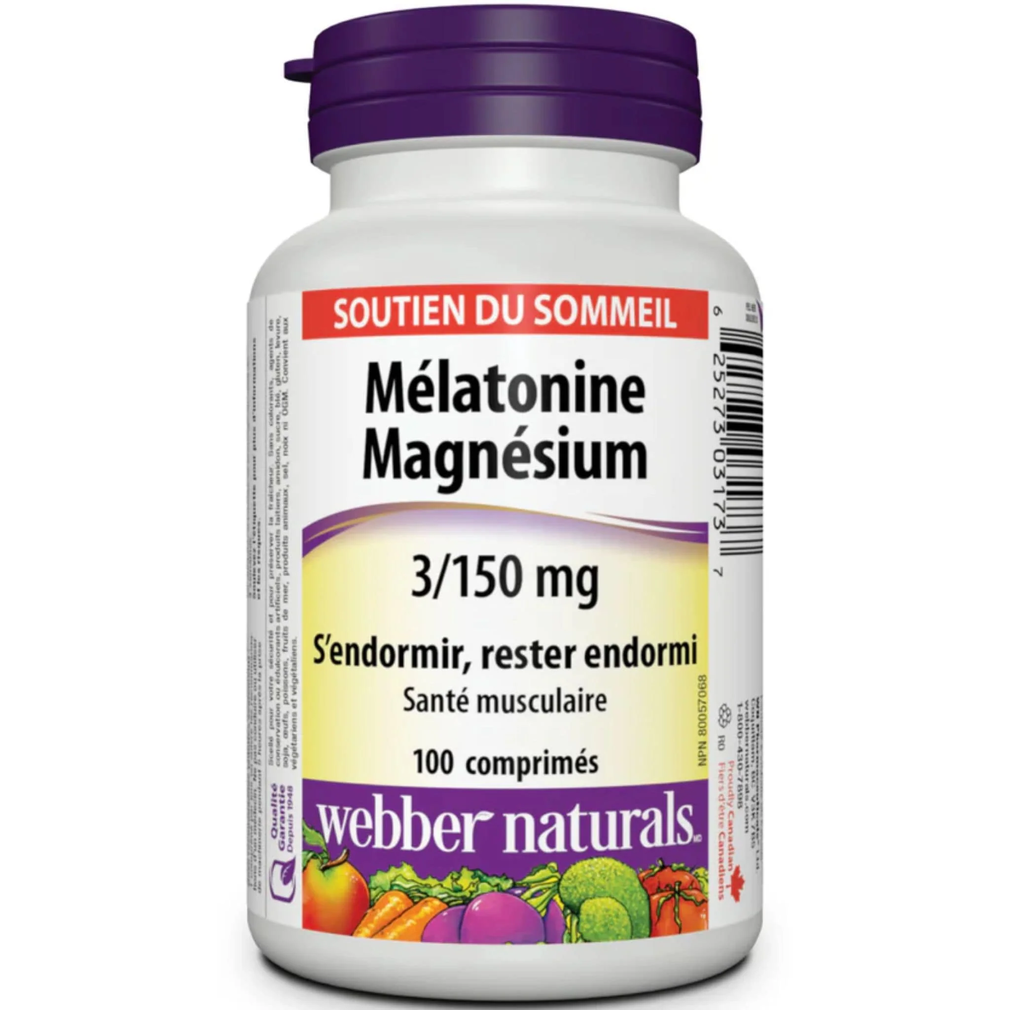Webber Naturals Melatonin & Magnesium, 3mg/150mg, 100 Tablets - Image 2