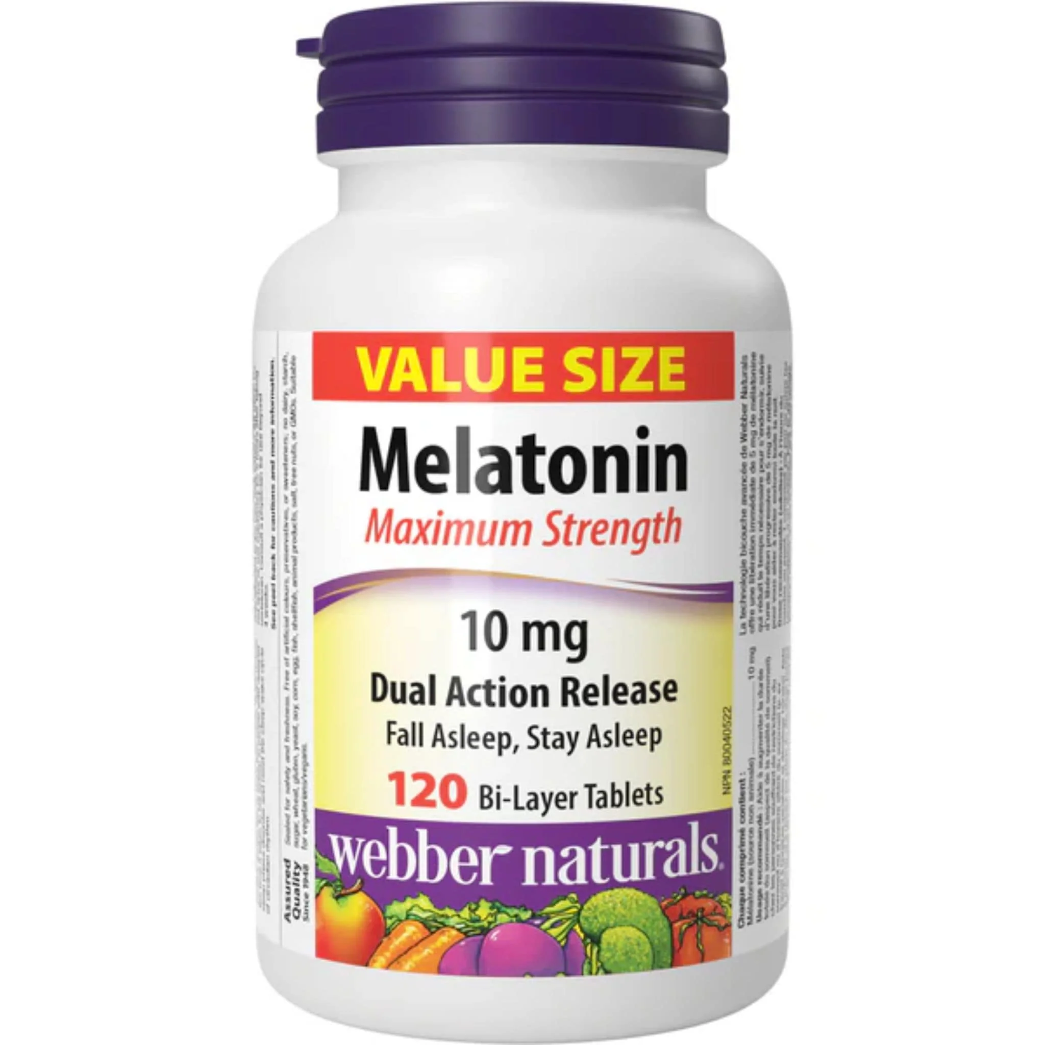 Webber Naturals Melatonin 10mg, Maximum Strength, Dual Action Release, 60-120 Dual Action Tablets - Image 3