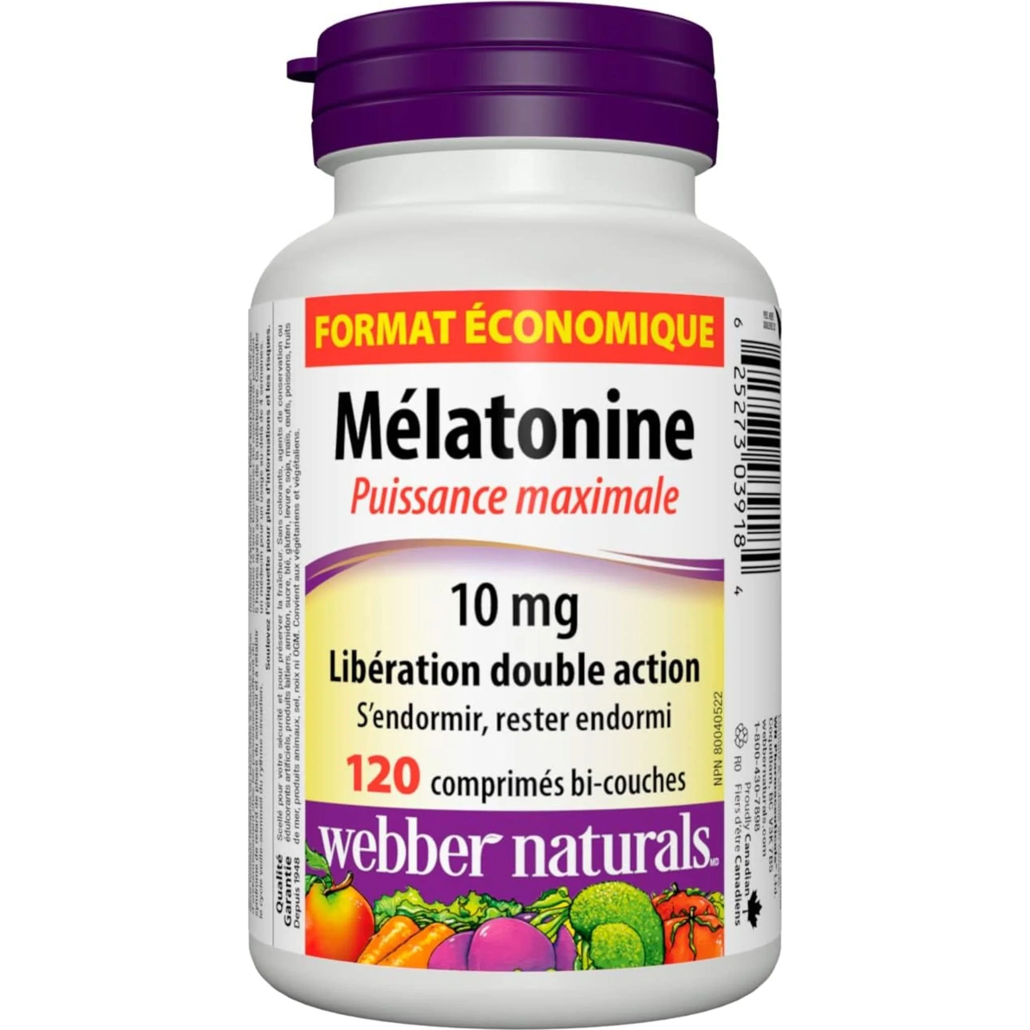 Webber Naturals Melatonin 10mg, Maximum Strength, Dual Action Release, 60-120 Dual Action Tablets - Image 4