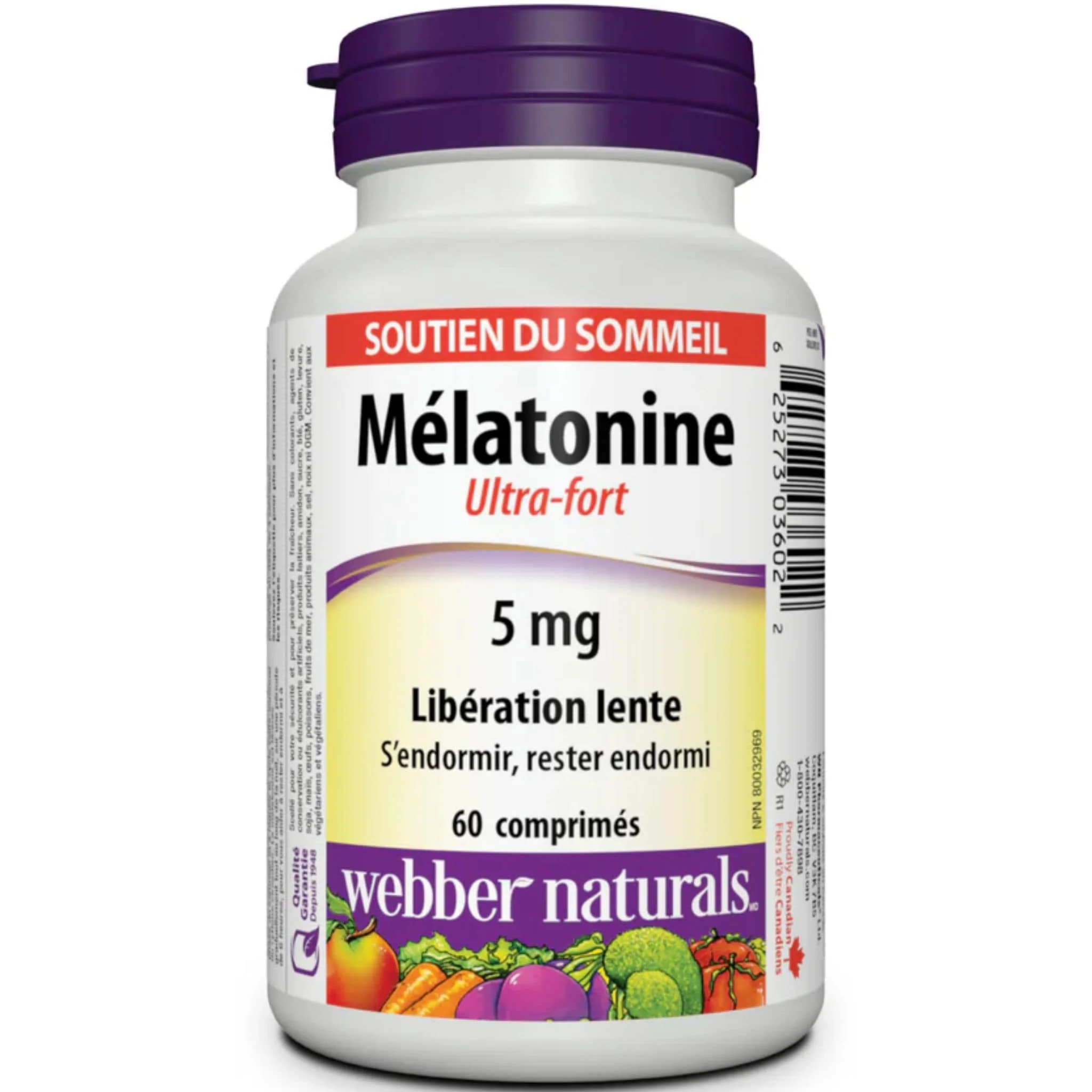 Webber Naturals Melatonin 5mg, Time Release, 60 Tablets - Image 2