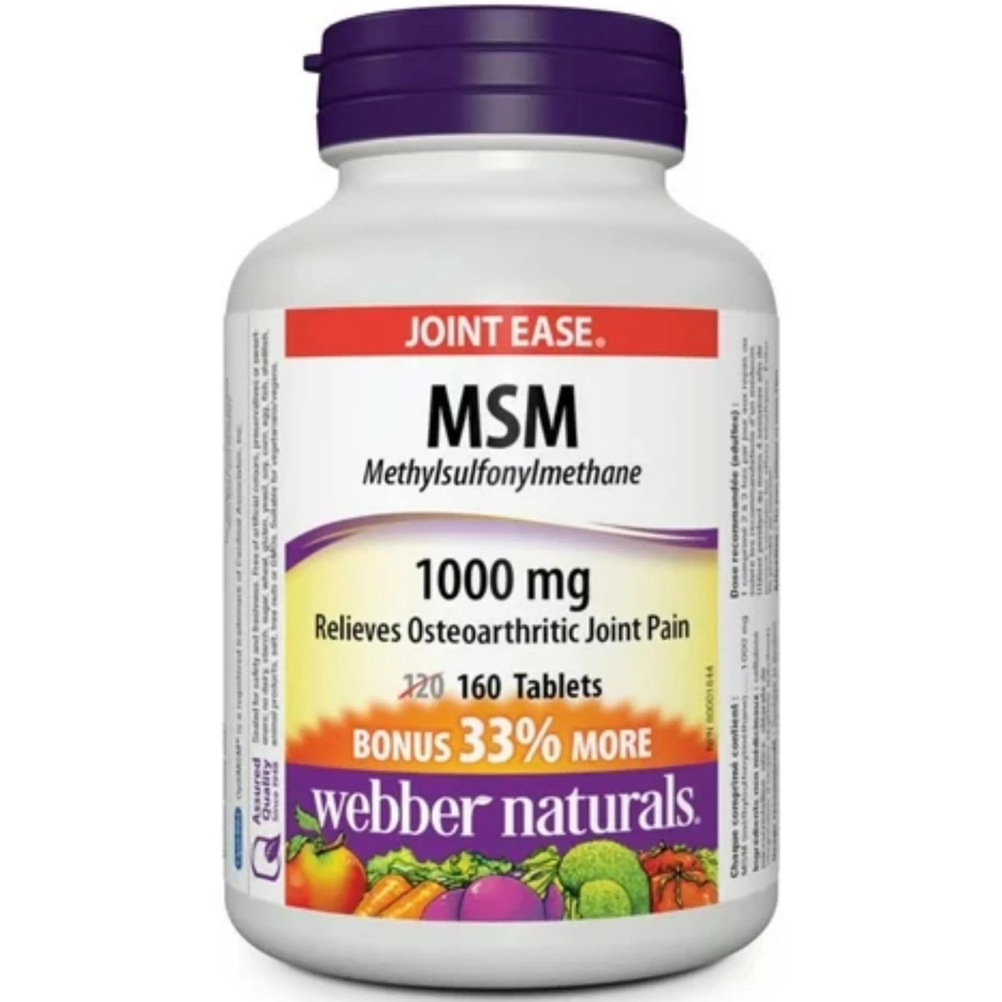 Webber Naturals MSM 1000mg Methyl Sulfonyl Methane, 120+40 Tablets - Image 2
