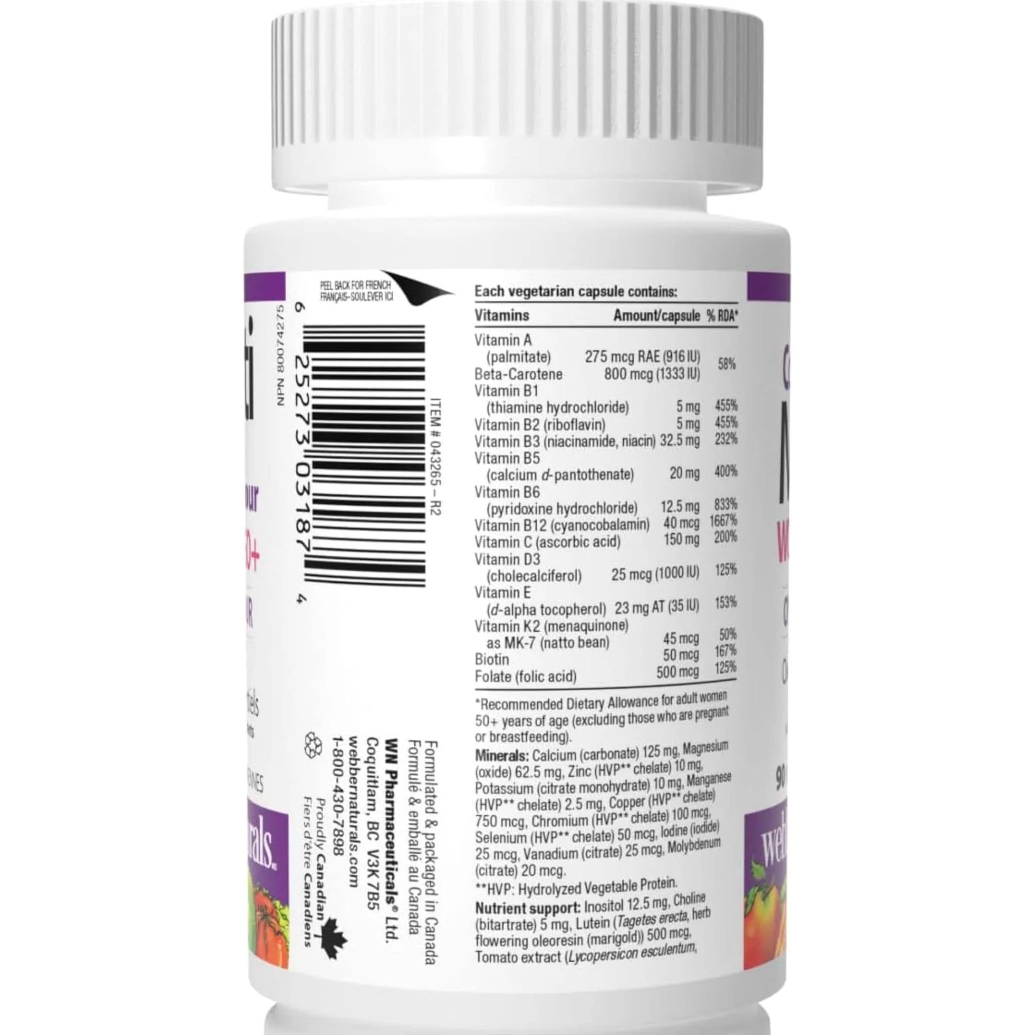 Webber Naturals Most Complete Multivitamin for Women 50+, 90 Vegetarian Capsules - Image 5