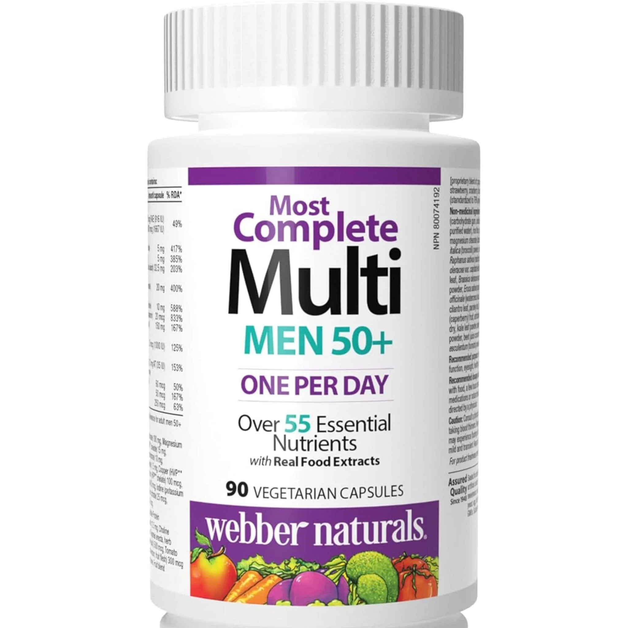 Webber Naturals Most Complete Multivitamin for Men 50+, 90 Vegetarian Capsules - Image 2