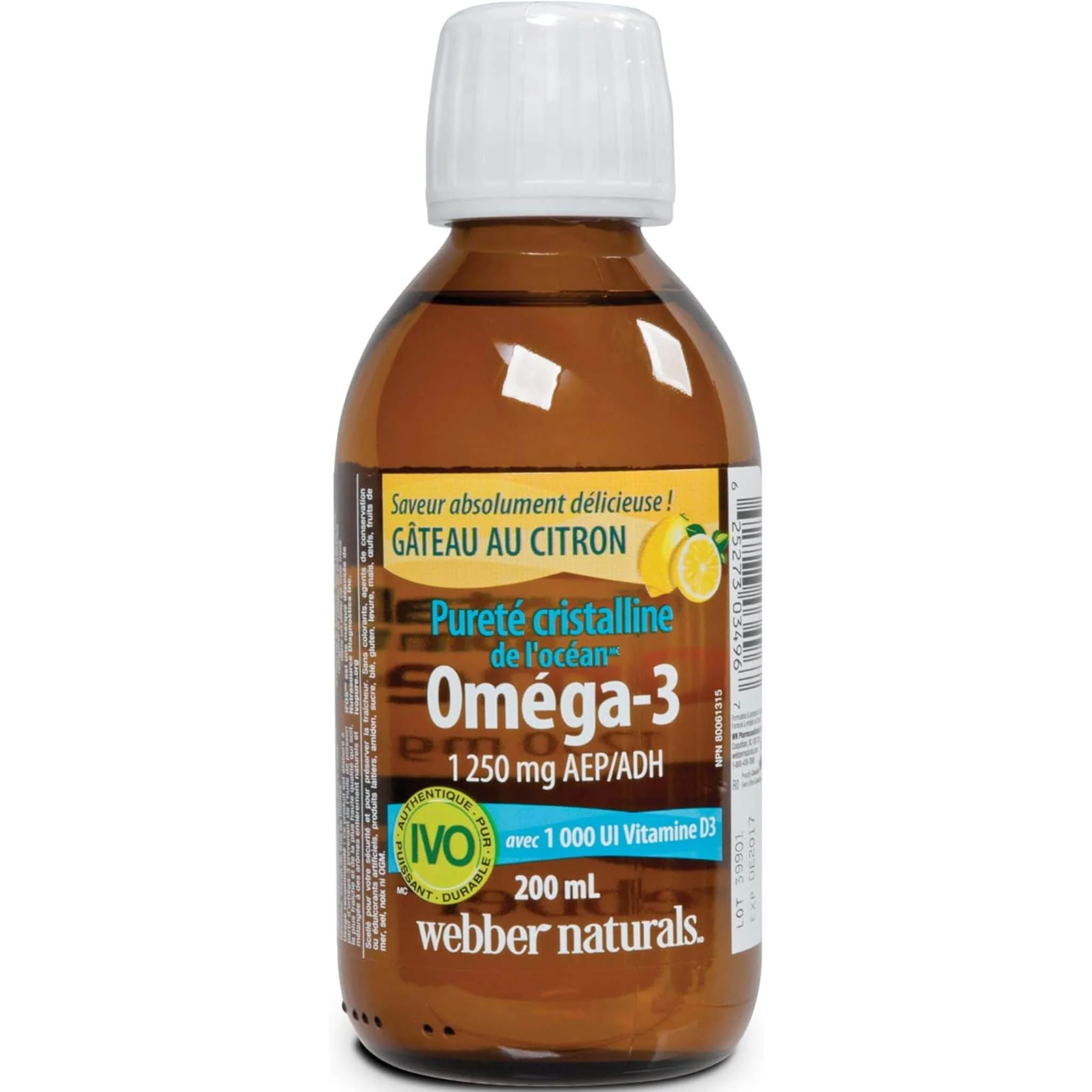 Webber Naturals Omega-3 with Vitamin D3 Fish Oil, Crystal Clean from the Sea, Lemon Cake, 200ml Liquid - Image 2
