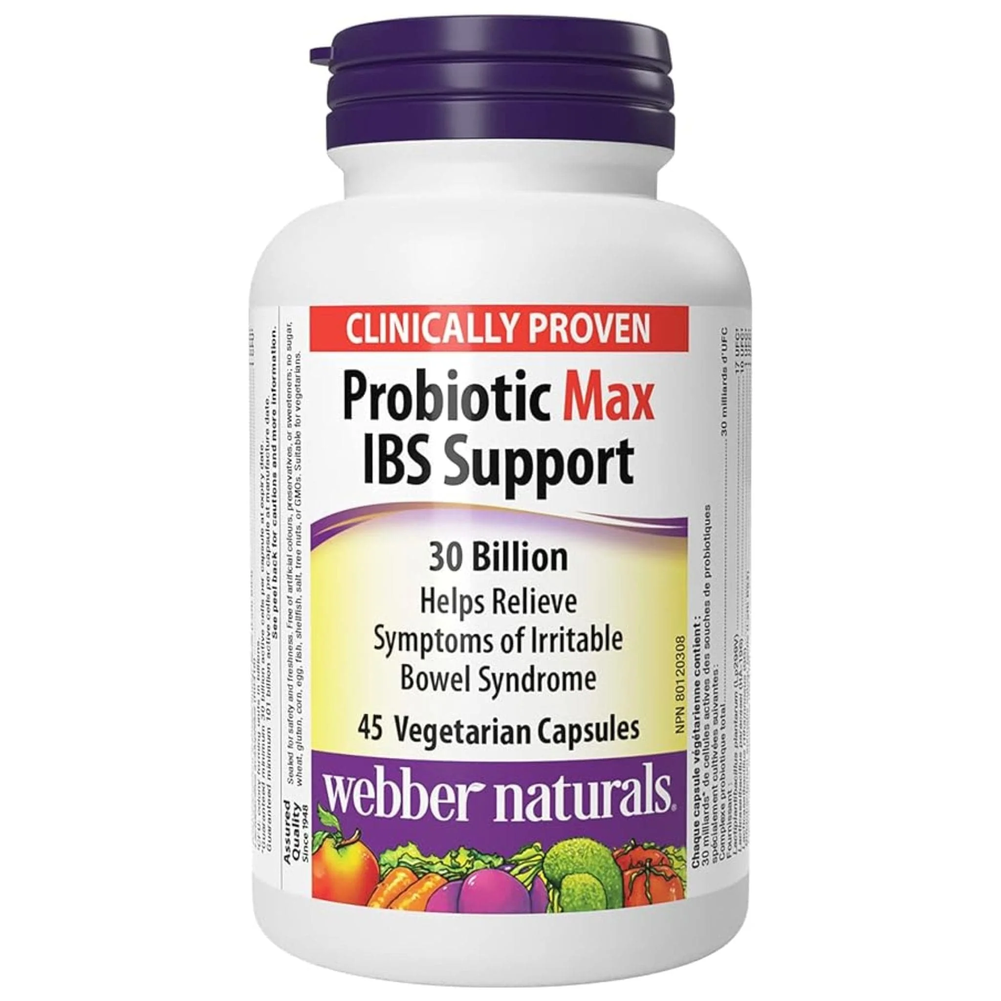 Webber Naturals Probiotic Max IBS Support 30 Billion, Shelf Stable, Vegetable Capsules