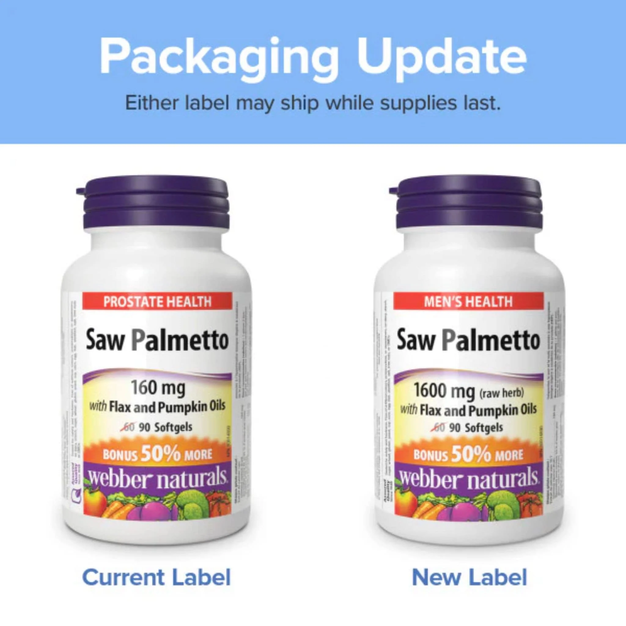 Webber Naturals Saw Palmetto 160mg, BONUS 50% More, 60+30 Softgels - Image 7