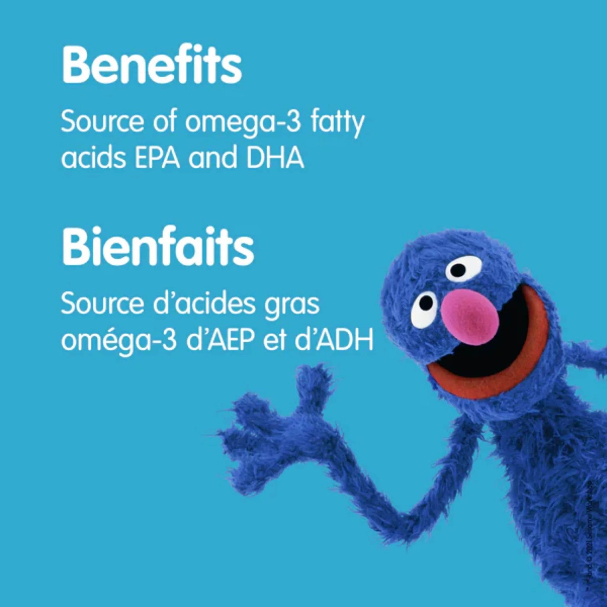 Webber Naturals Sesame Street Omega 3 Gummy with DHA. Orange and Lemon, 120 Gummies - Image 3