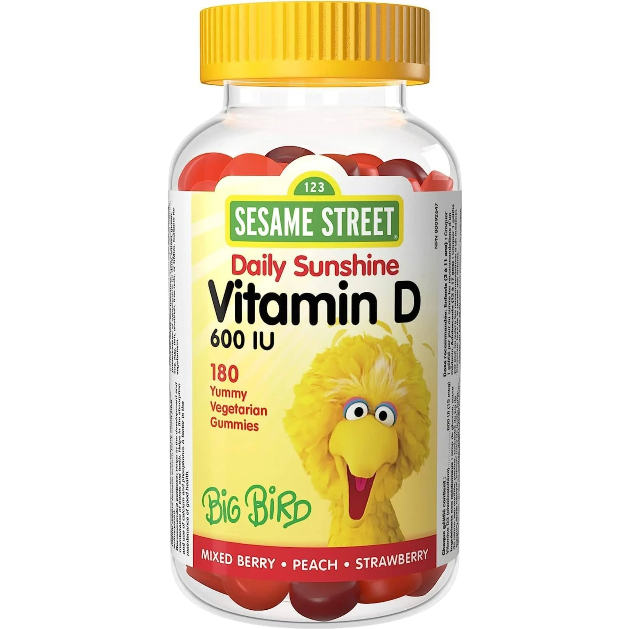 Webber Naturals Sesame Street Vitamin D Gummy 600IU, Non-GMO, 180 Vegetarian Gummies