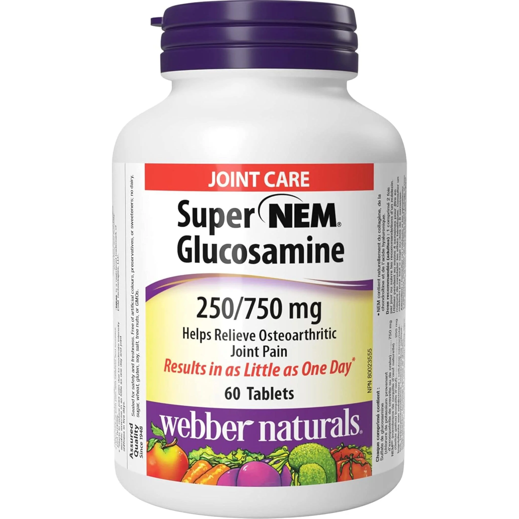 Webber Naturals Super NEM Glucosamine, 250mg and 750mg, Helps Relieve Osteoarthritic Pain, 180 Tablets - Image 9
