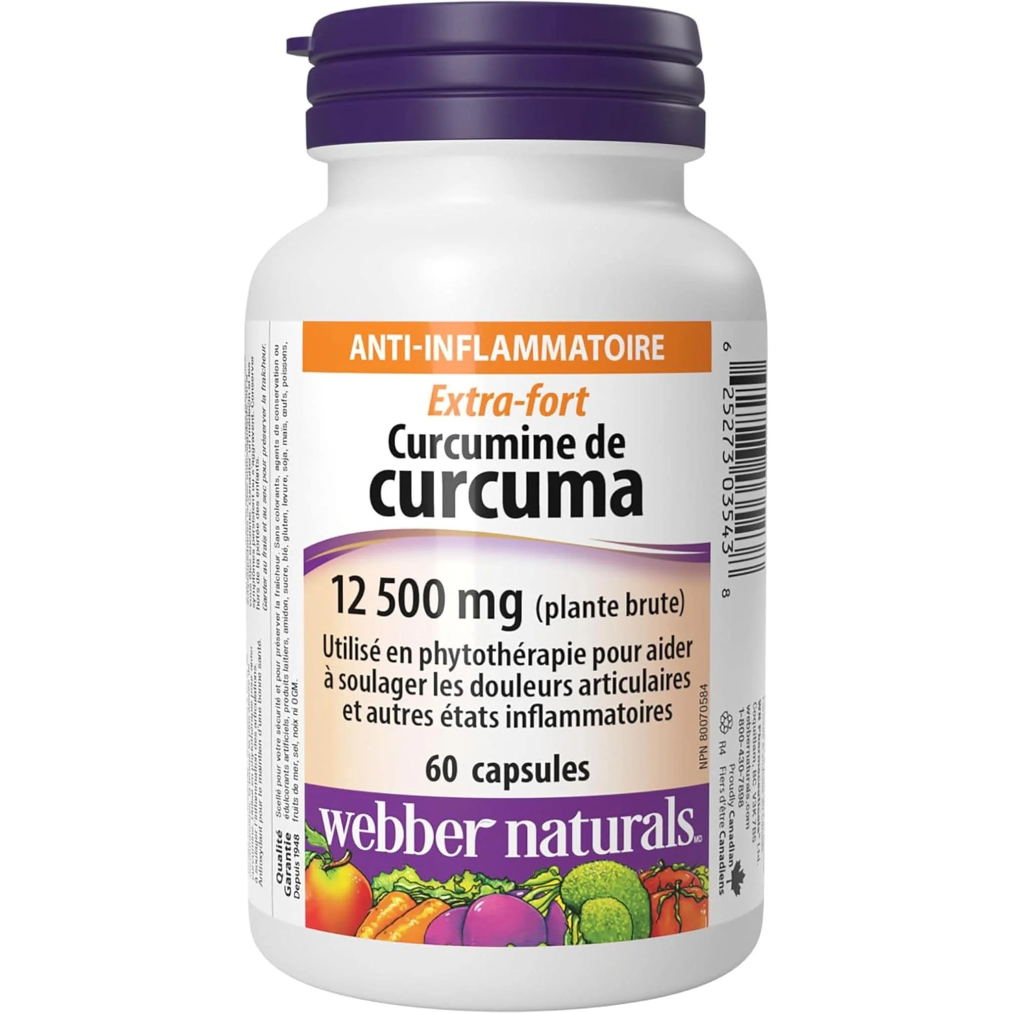 Webber Naturals Turmeric Curcumin, Extra Strength, 12,500mg, 60 Capsules - Image 2