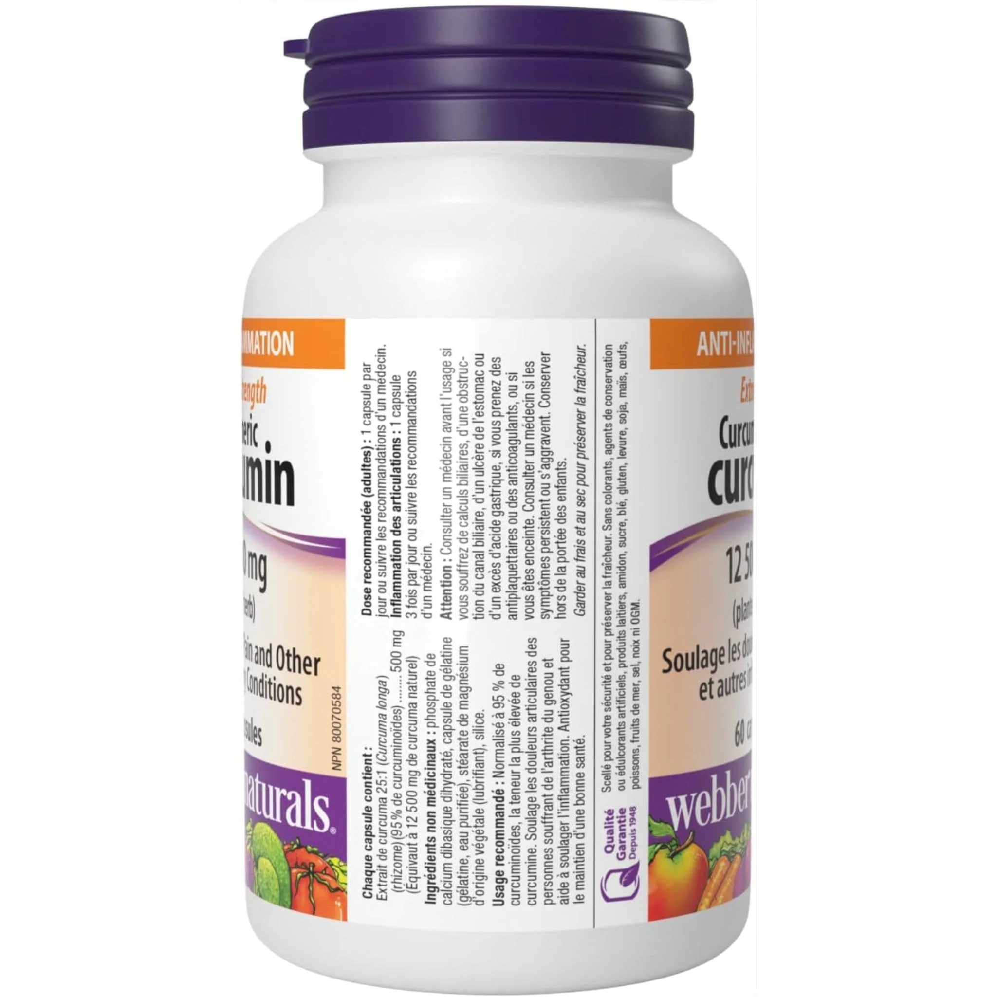 Webber Naturals Turmeric Curcumin, Extra Strength, 12,500mg, 60 Capsules - Image 3