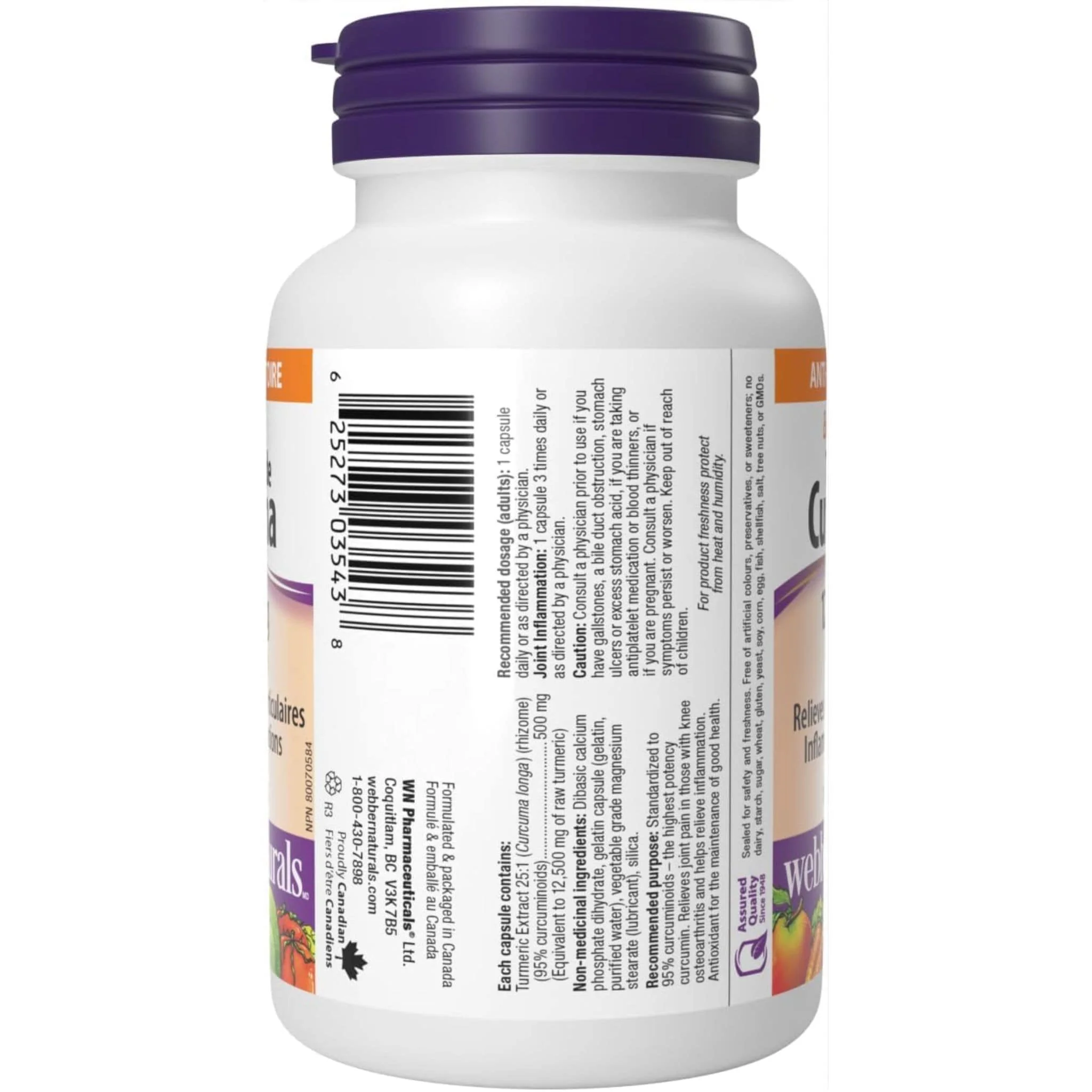 Webber Naturals Turmeric Curcumin, Extra Strength, 12,500mg, 60 Capsules - Image 4