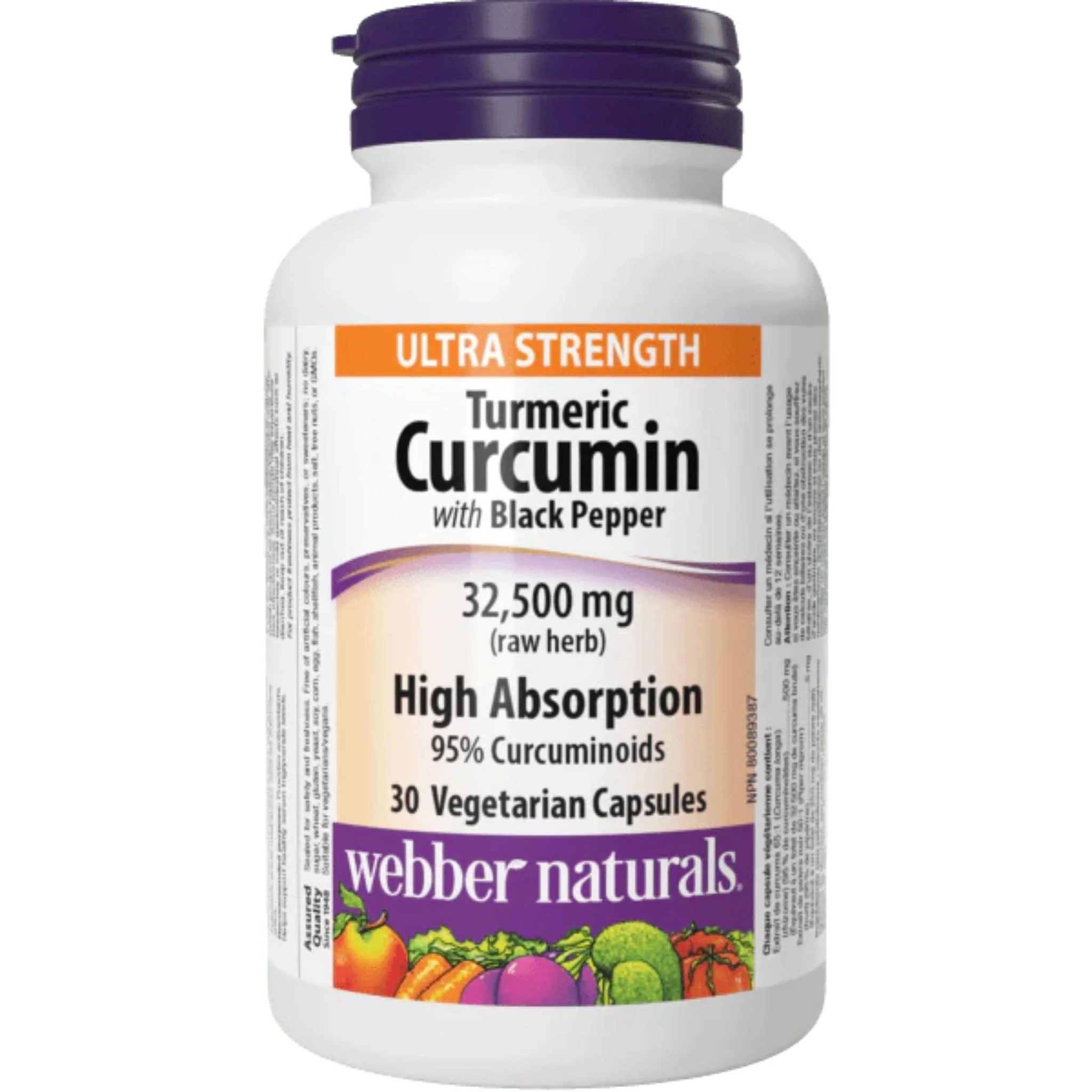 Webber Naturals Turmeric Curcumin, Ultra Strength 32,500mg, 30 Vegetable Capsules
