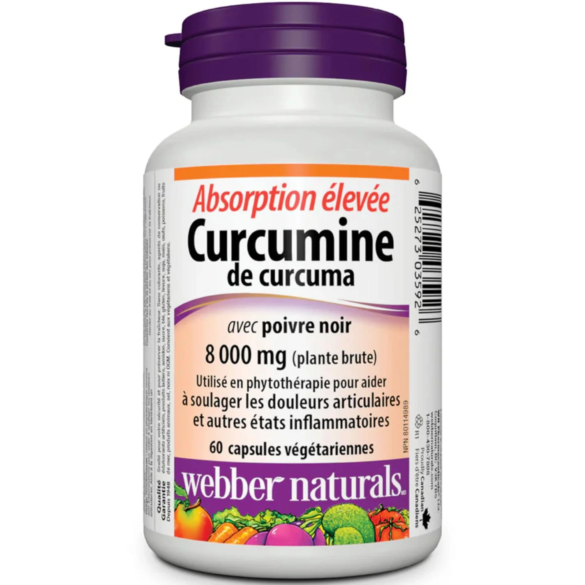 Webber Naturals Turmeric Curcumin with Black Pepper 8000mg, 60 Vegetarian Capsules - Image 2