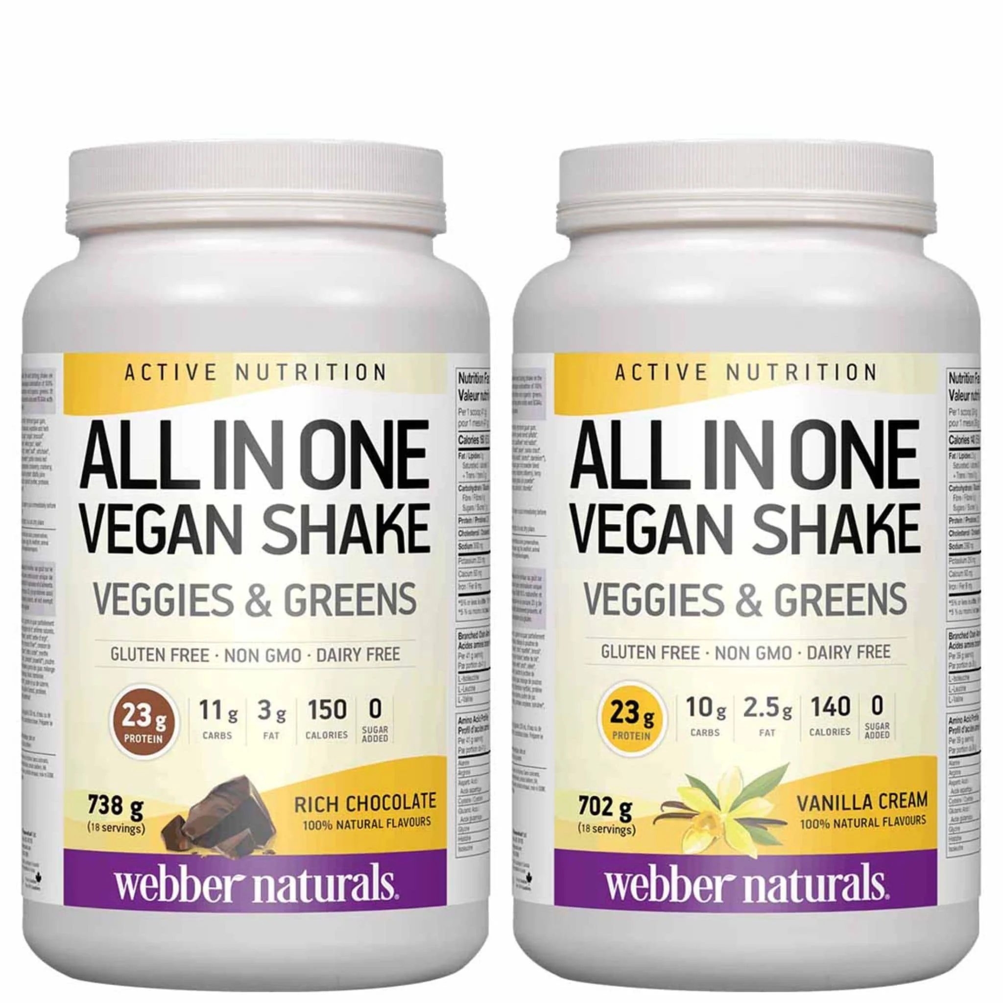 Webber Naturals Vegan All-In-One Protein Shake (Gluten-Free and Non-GMO), 16 Servings