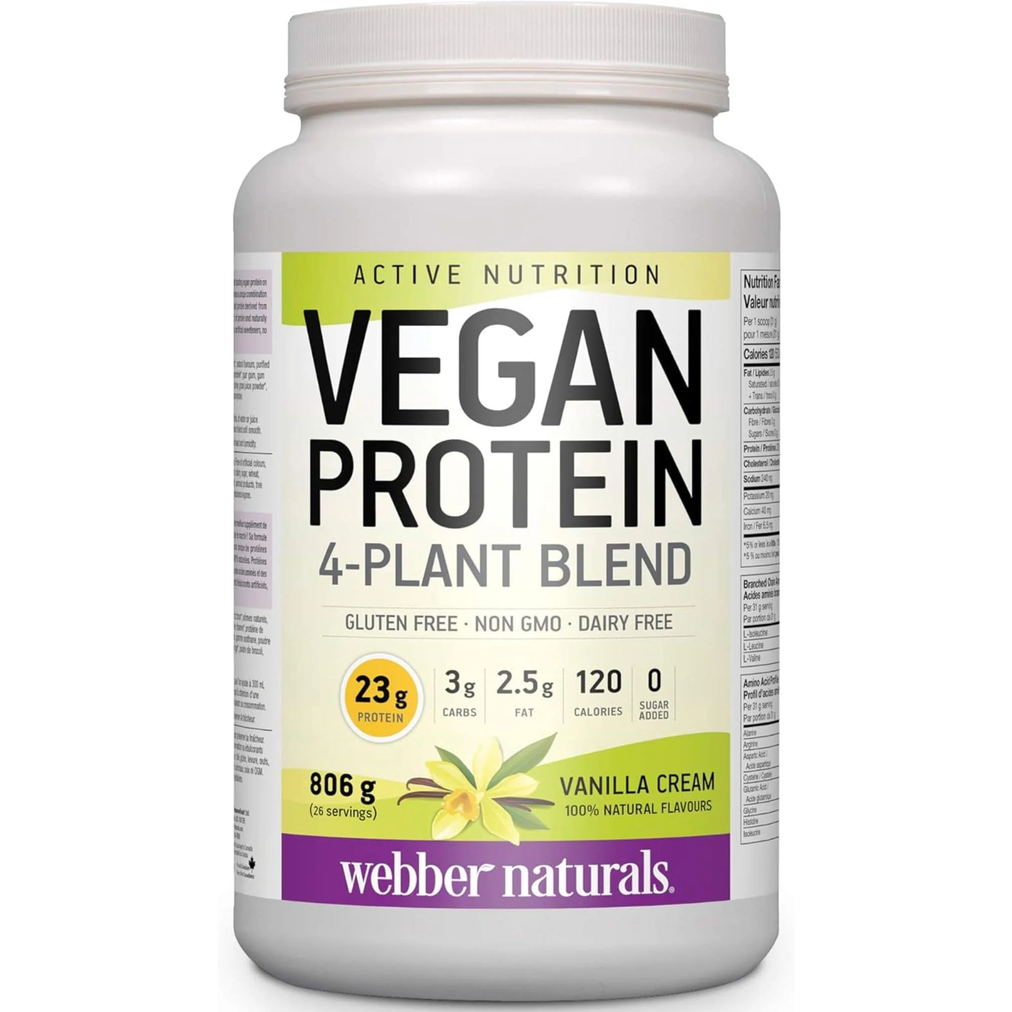 Webber Naturals Vegan Protein Powder 4-Plant Blend (Gluten-Free and Non-GMO), 26 Servings - Image 3