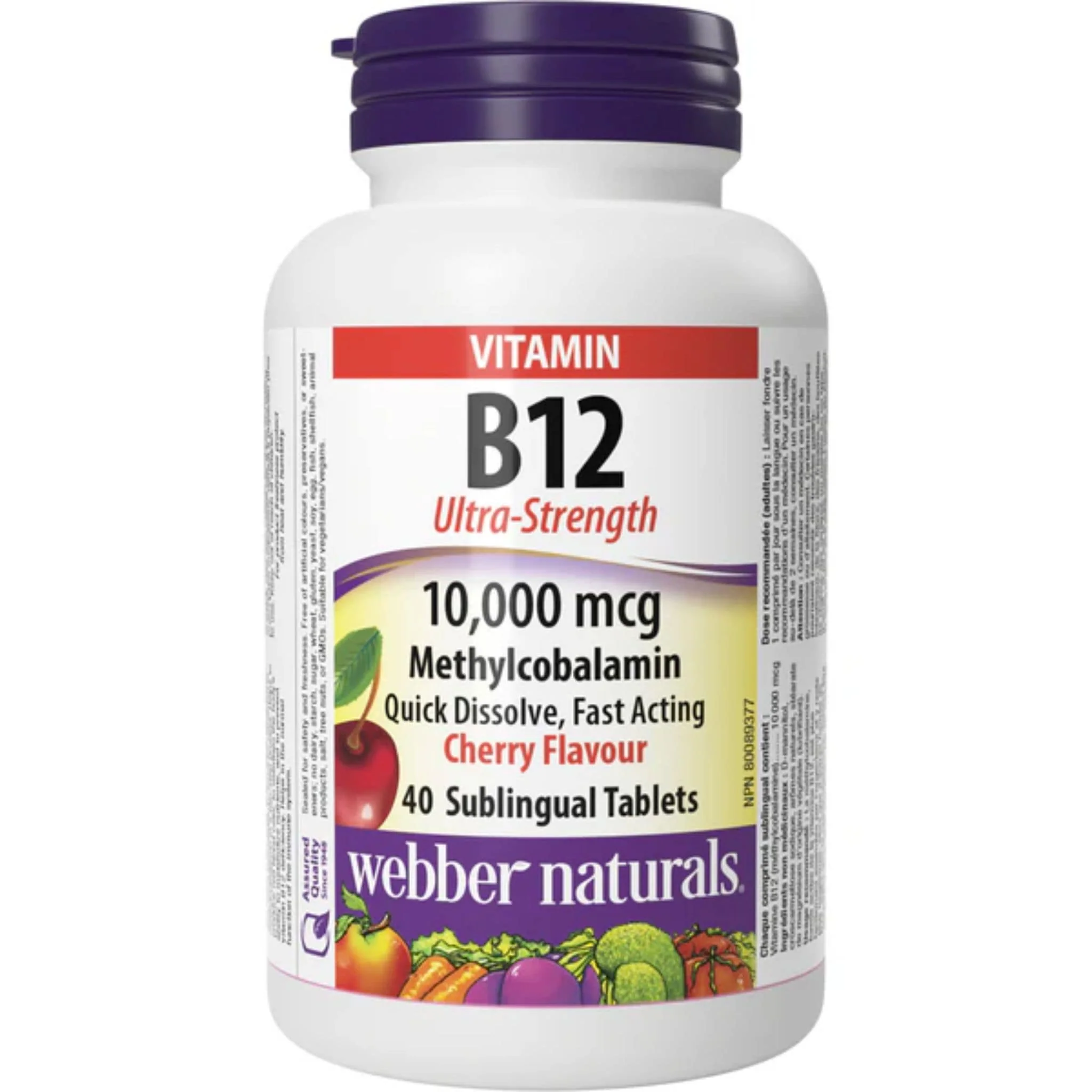 Webber Naturals Vitamin B12 Ultra Strength 10,000mcg, 40 Sublingual Tablets