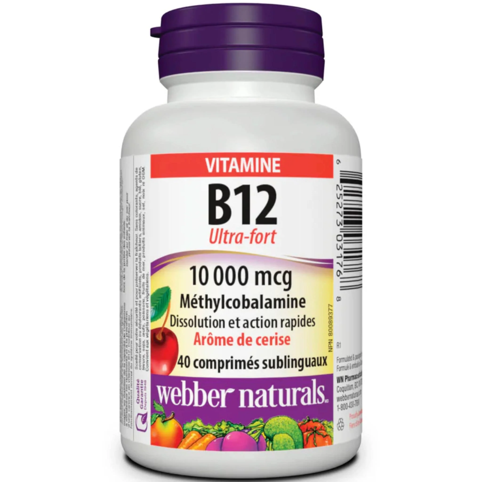 Webber Naturals Vitamin B12 Ultra Strength 10,000mcg, 40 Sublingual Tablets - Image 2
