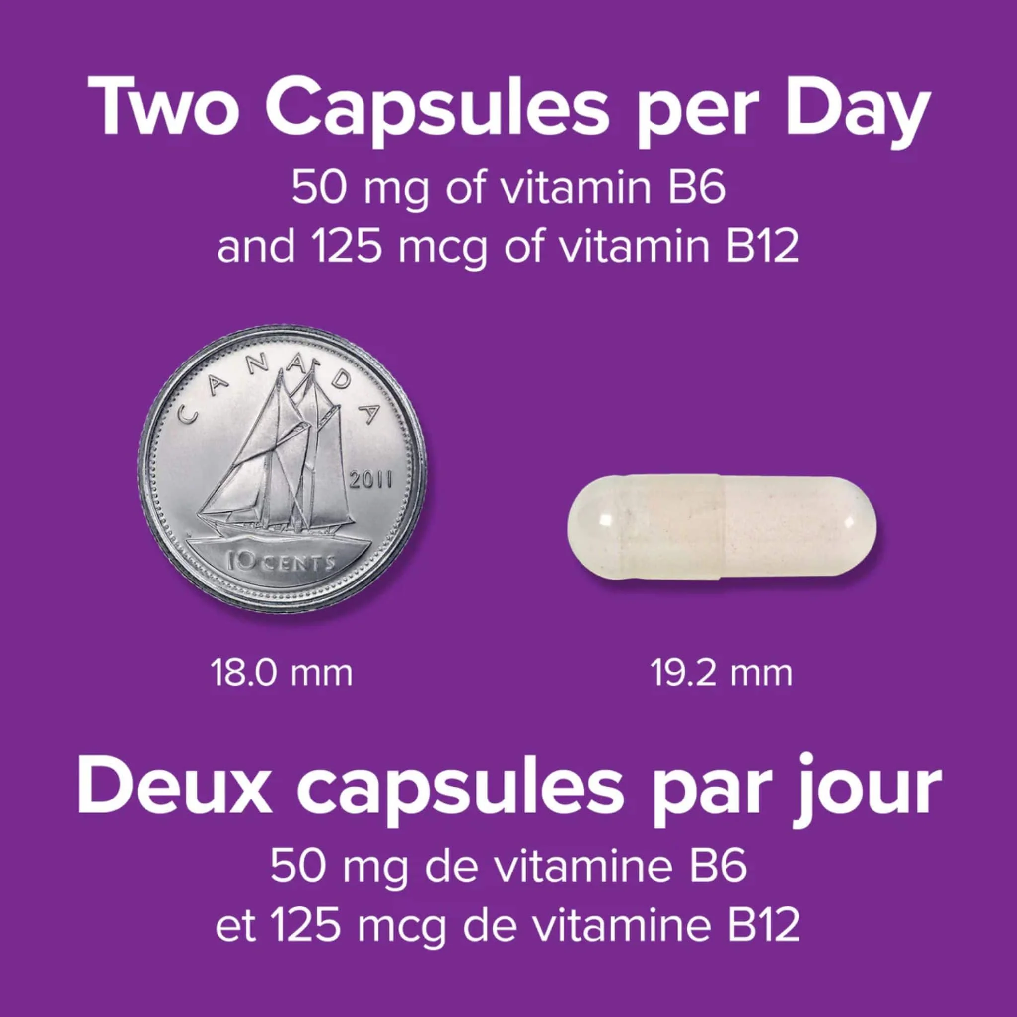 Webber Naturals Vitamin B6 + B12 with Folic Acid, 50mg/125 mcg/0.4 mg, BONUS! 33% More, 90+30 Capsules - Image 5