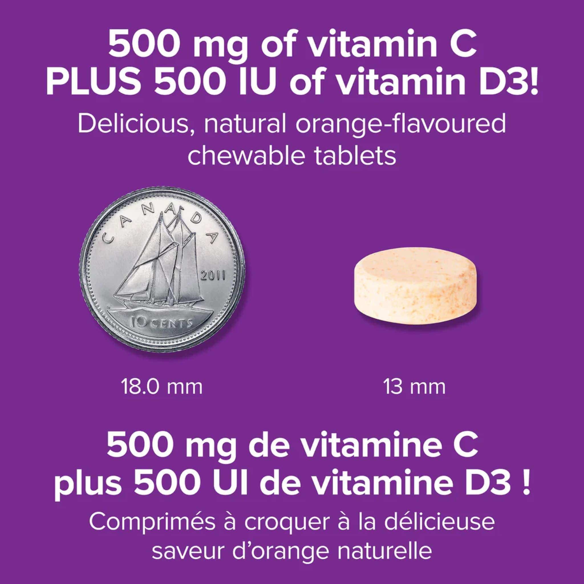 Webber Naturals Vitamin C + D3 500mg/500IU Natural Orange, 150+50 Chewable Tablets - Image 5