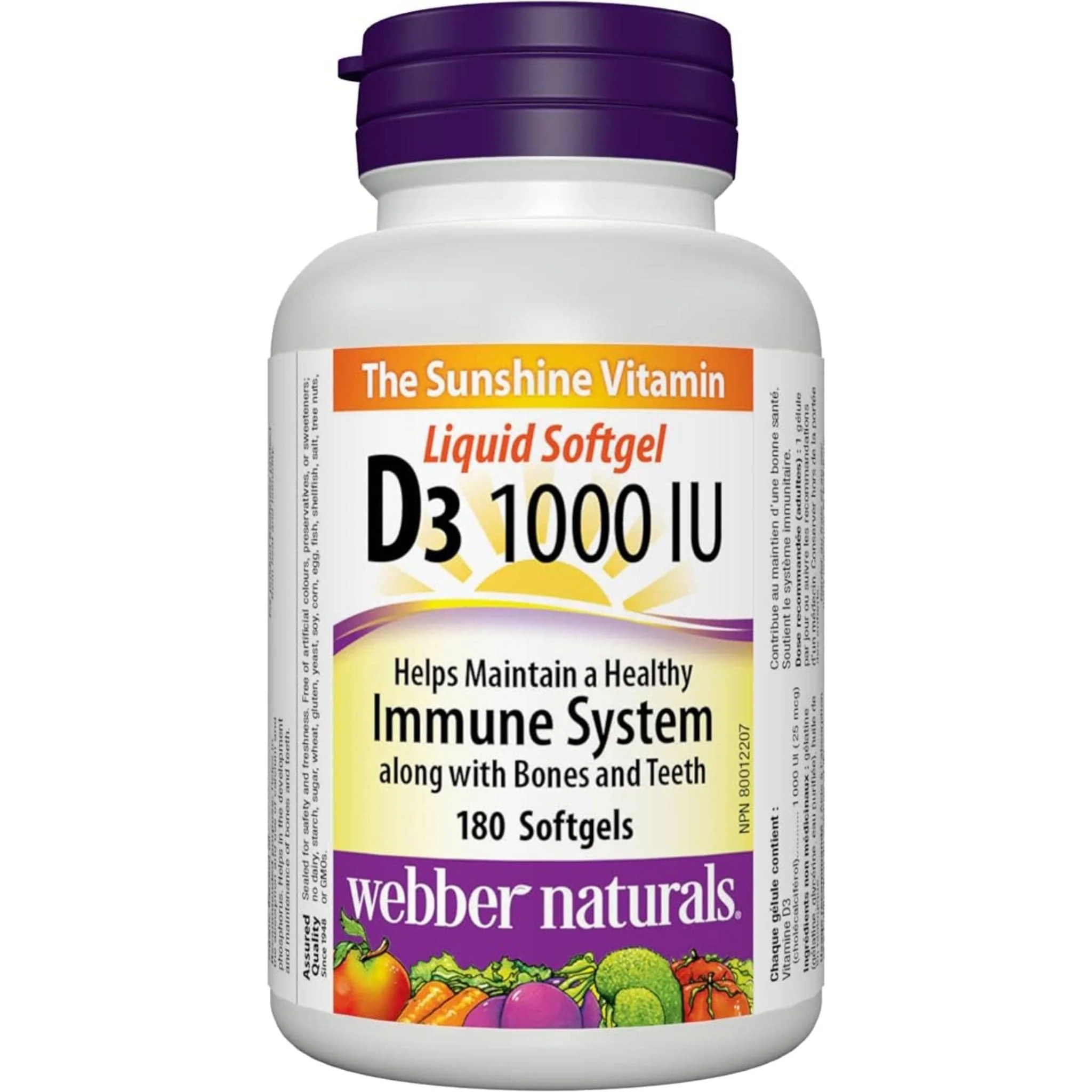 Webber Naturals Vitamin D3 Softgel, 1000IU, Value Size