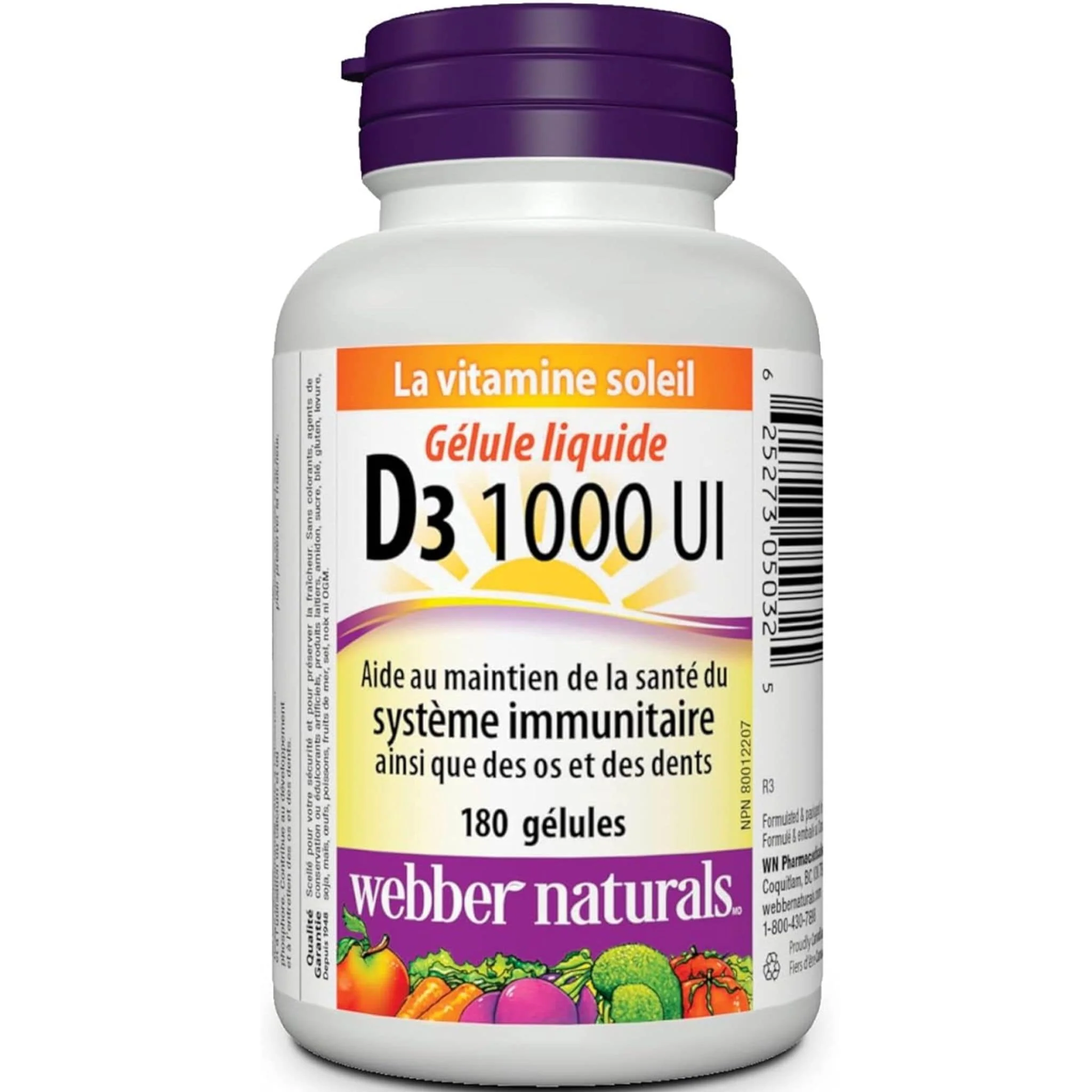 Webber Naturals Vitamin D3 Softgel, 1000IU, Value Size - Image 2