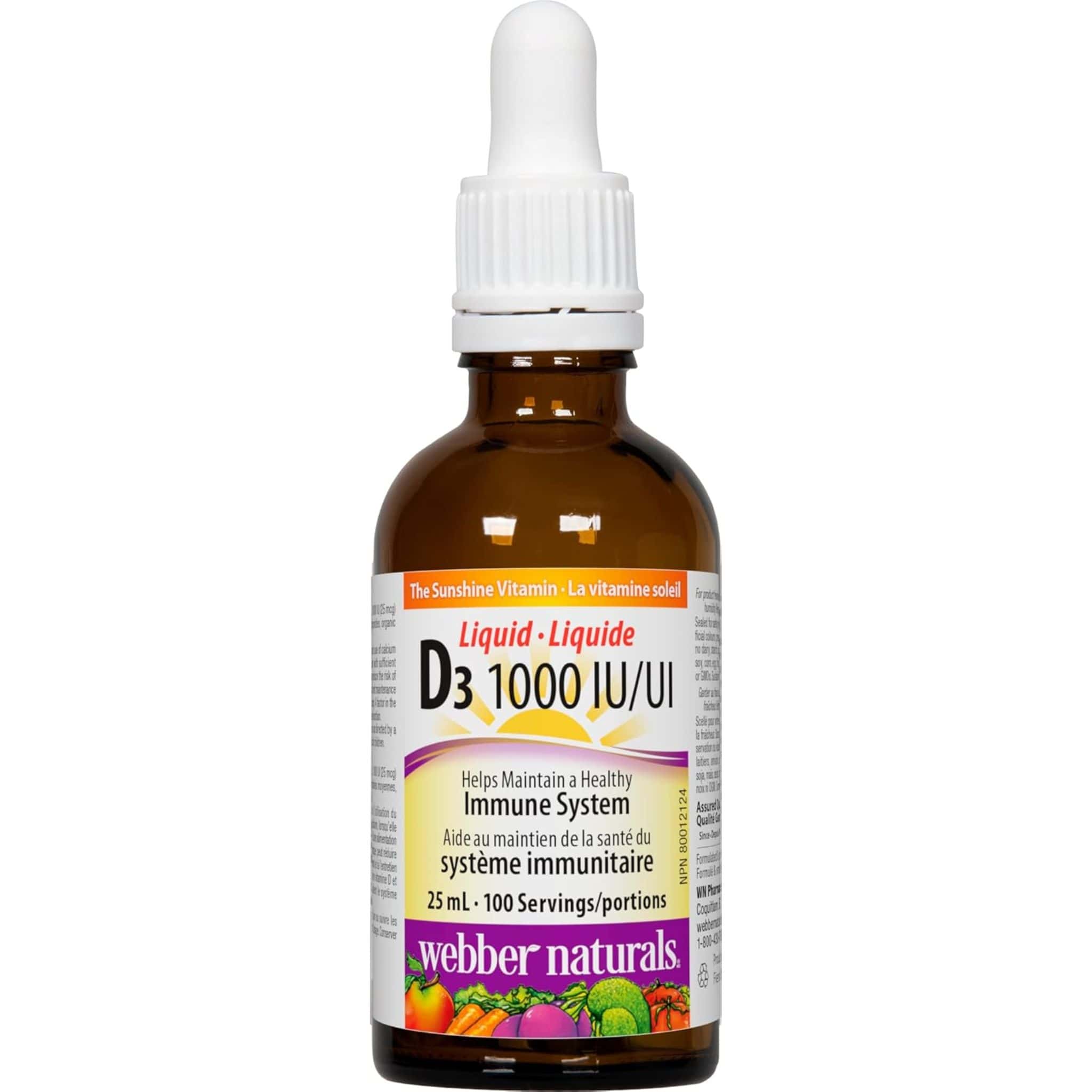 Webber Naturals Vitamin D3, 1000IU, 25ml Liquid - Image 2