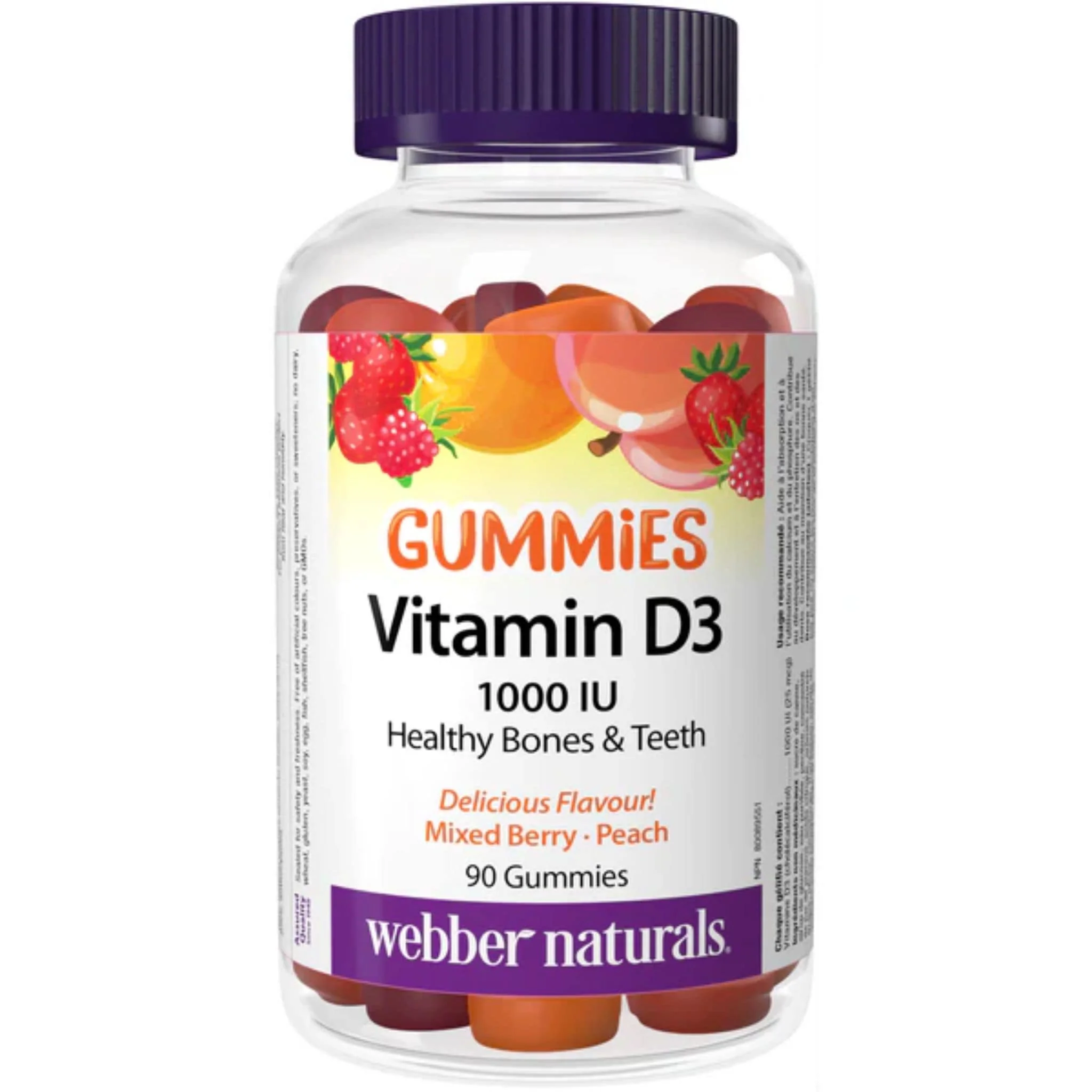 Webber Naturals Vitamin D3 Gummies 1000IU, 90 Gummies