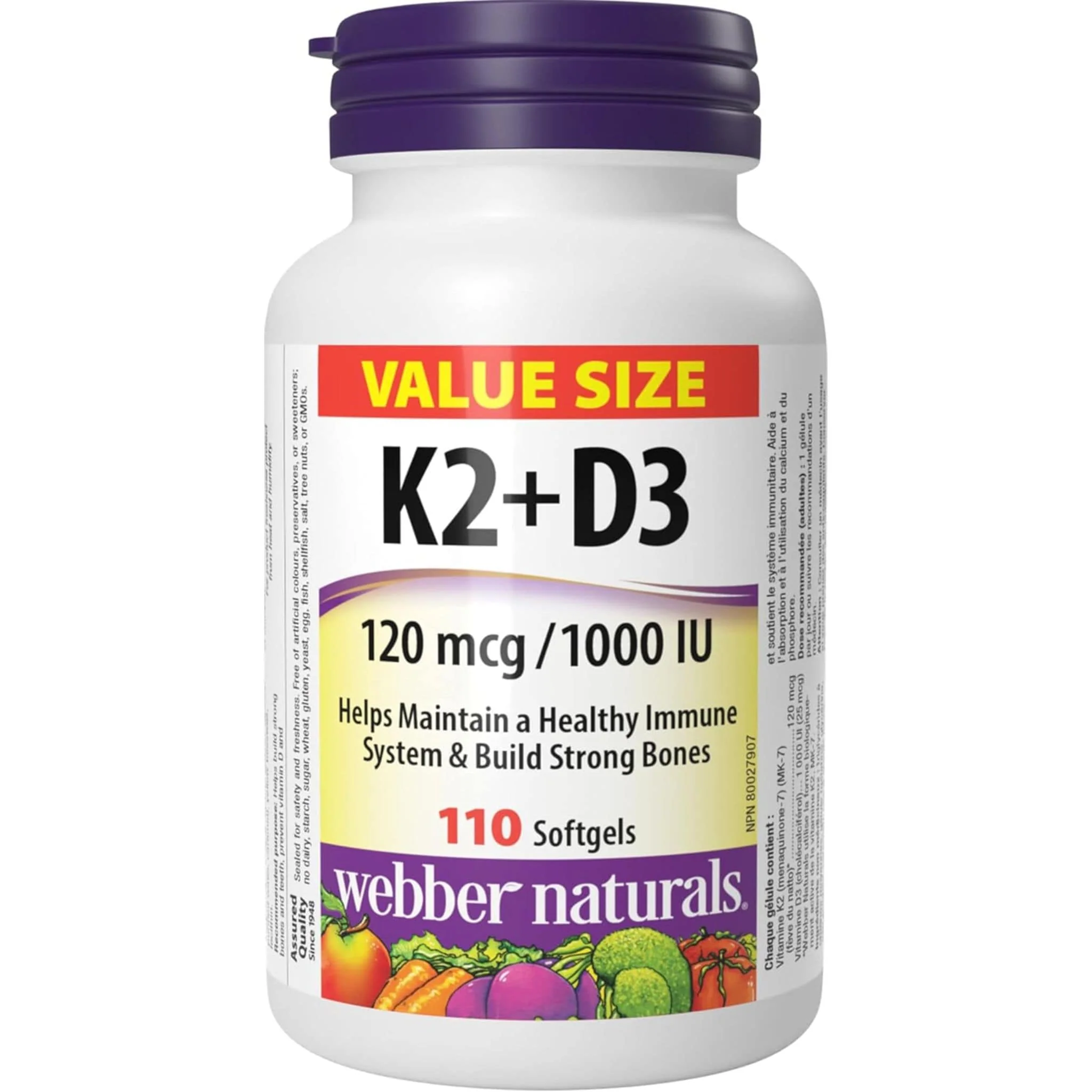 Webber Naturals Vitamin K2 and D3 Softgels, 120 mcg/1,000 IU - Image 7
