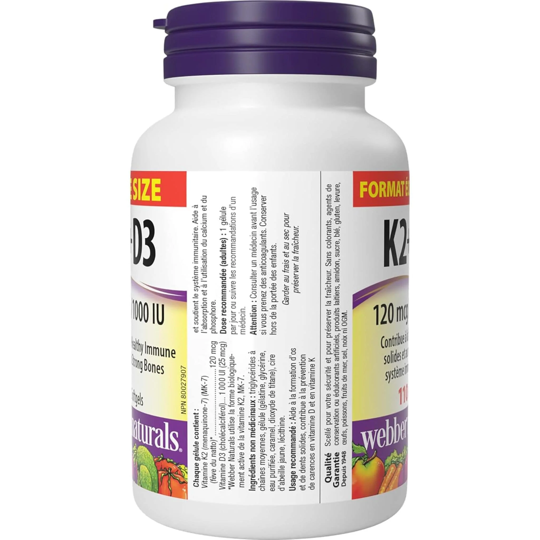 Webber Naturals Vitamin K2 and D3 Softgels, 120 mcg/1,000 IU - Image 9