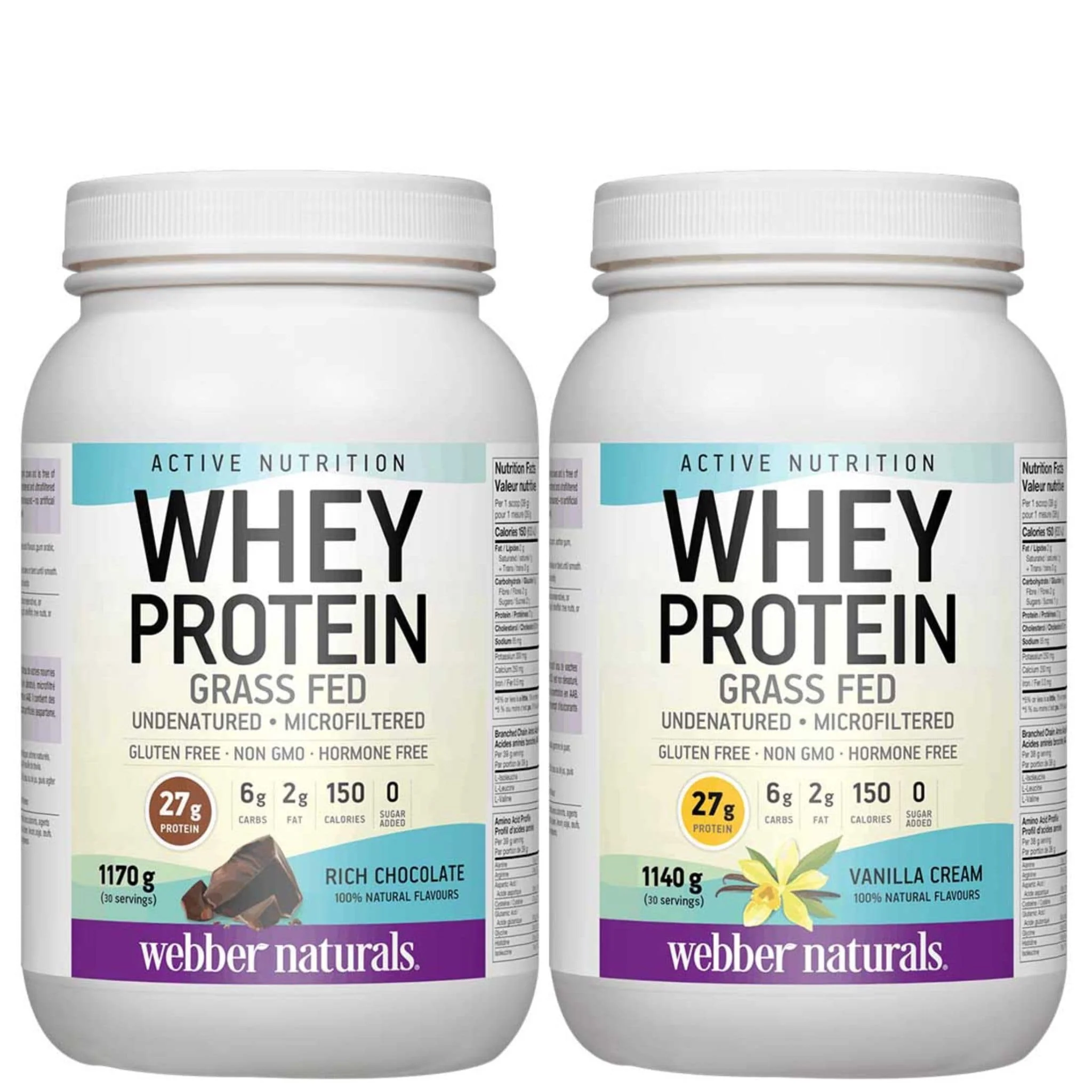Webber Naturals Grass Fed Whey Protein, 27g Protein, All Natural, Non-GMO, Gluten-Free, 30 Servings
