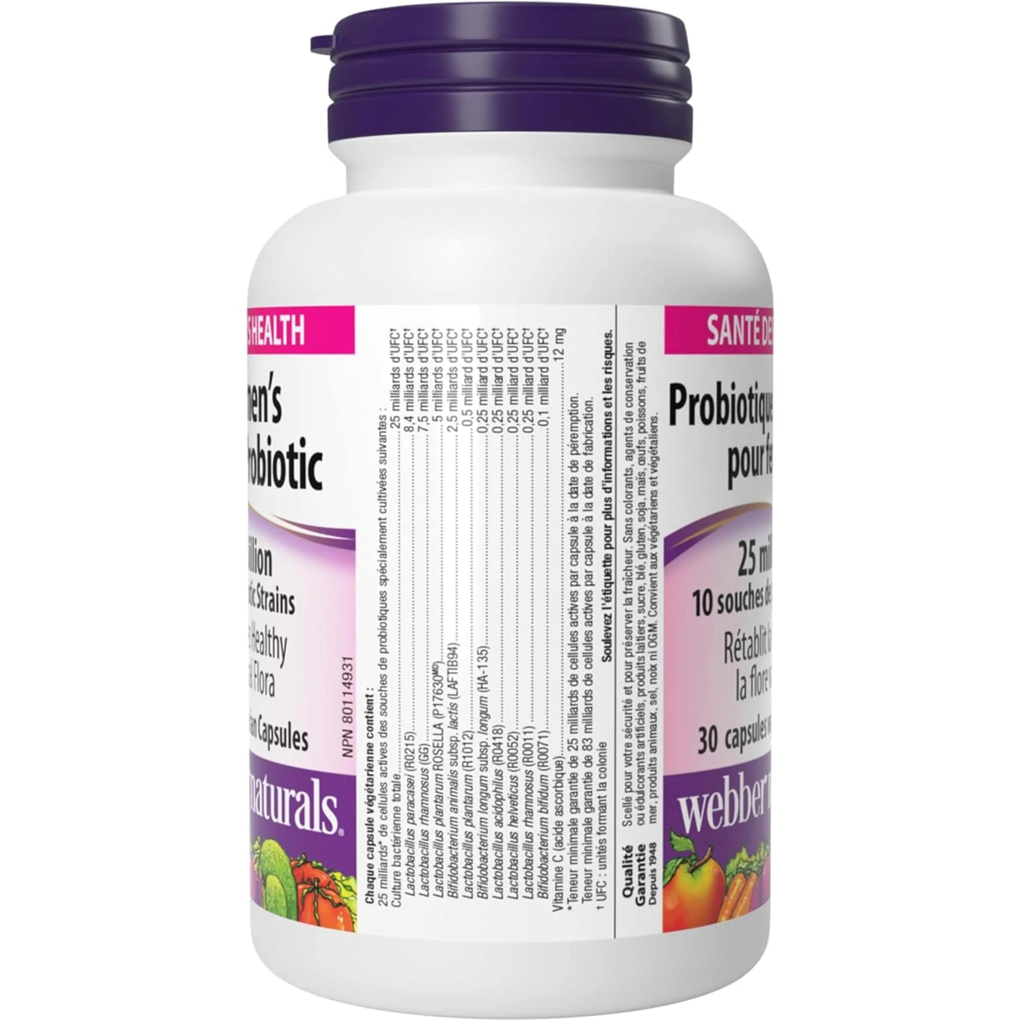 Webber Naturals Women's Daily Probiotic 25 Billion, 30 Vegetarian Capsules - Image 5