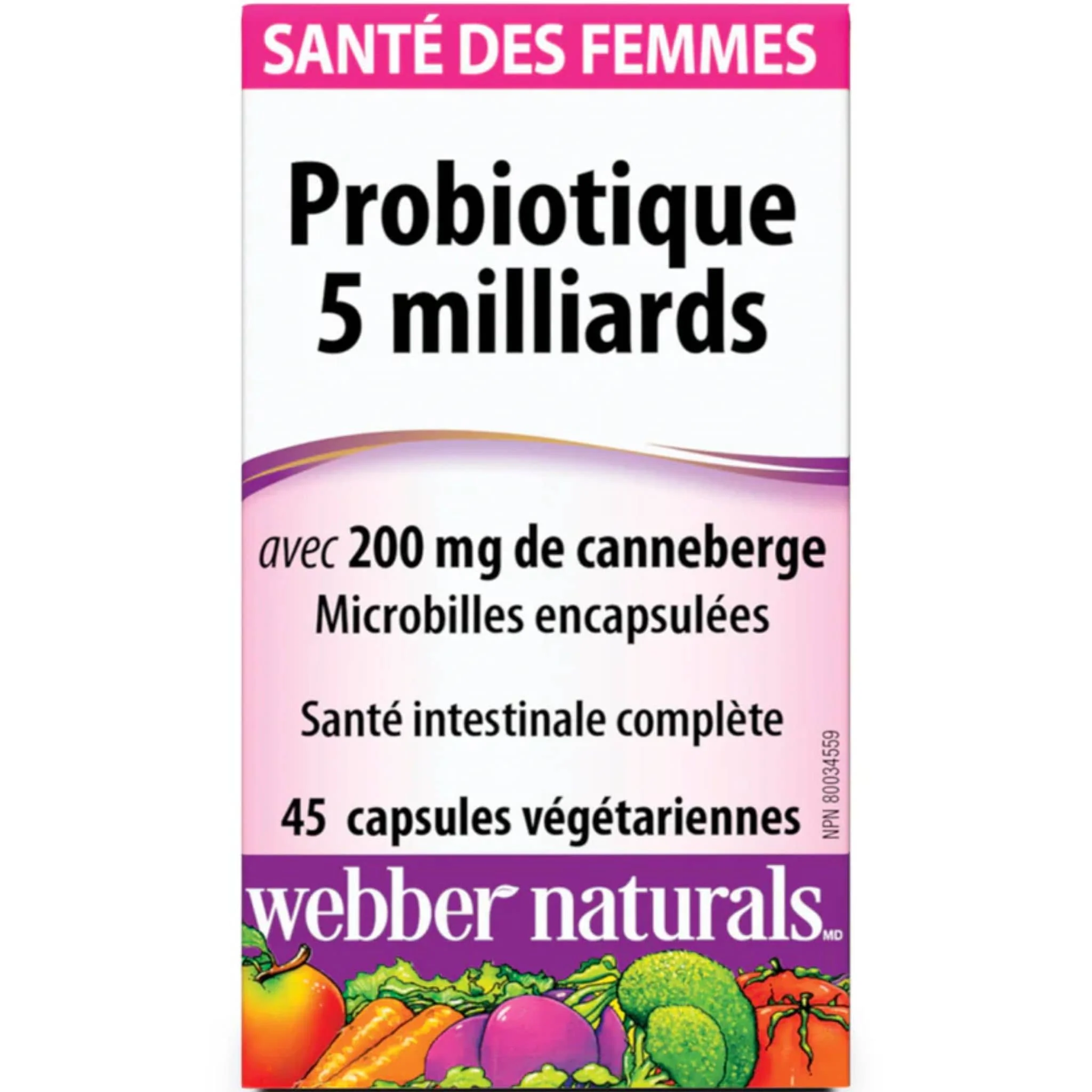 Webber Naturals Women’s Probiotic with Cranberry, 5 Billion Active Cells, 45 Vegetarian Capsules - Image 2