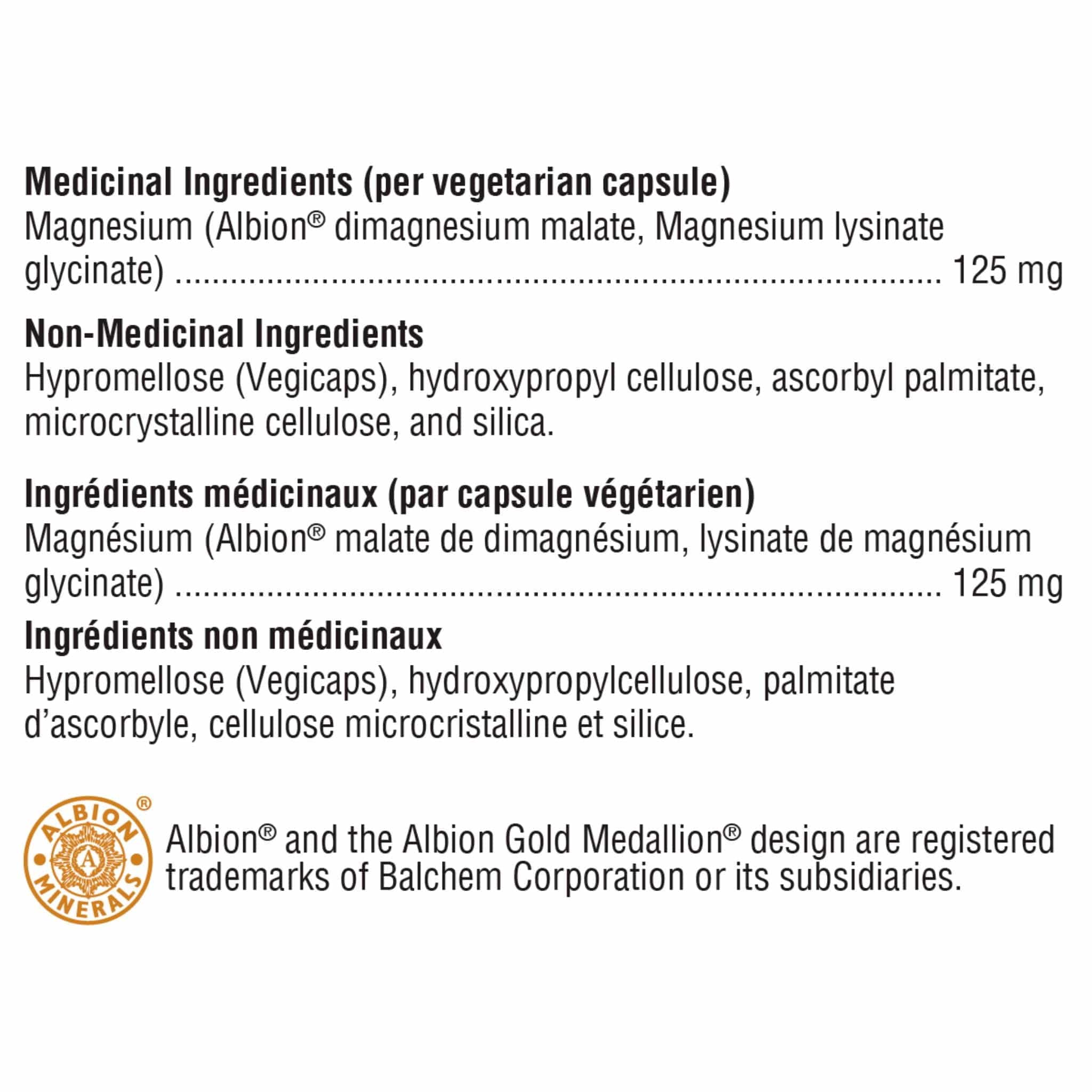 Xymogen OptiMag 125 Magnesium 125mg, Albion Di-Magnesium Malate and TRAACS Magnesium Glycinate Chelate, 120 Vegetable Capsules - Image 3