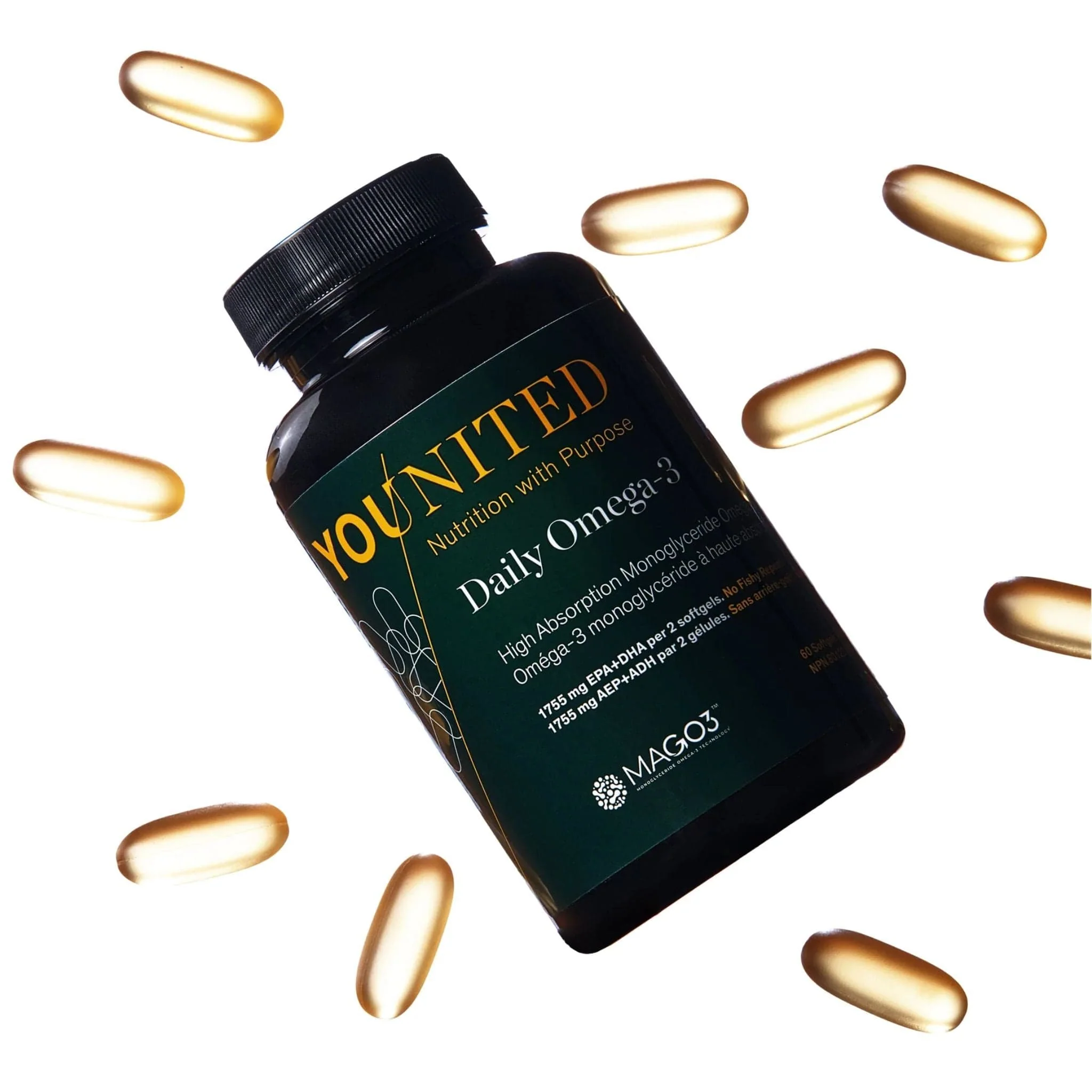 Younited Daily Omega Fish Oil, Ultra premium monocycle fish oil, 60 Softgels - Image 2