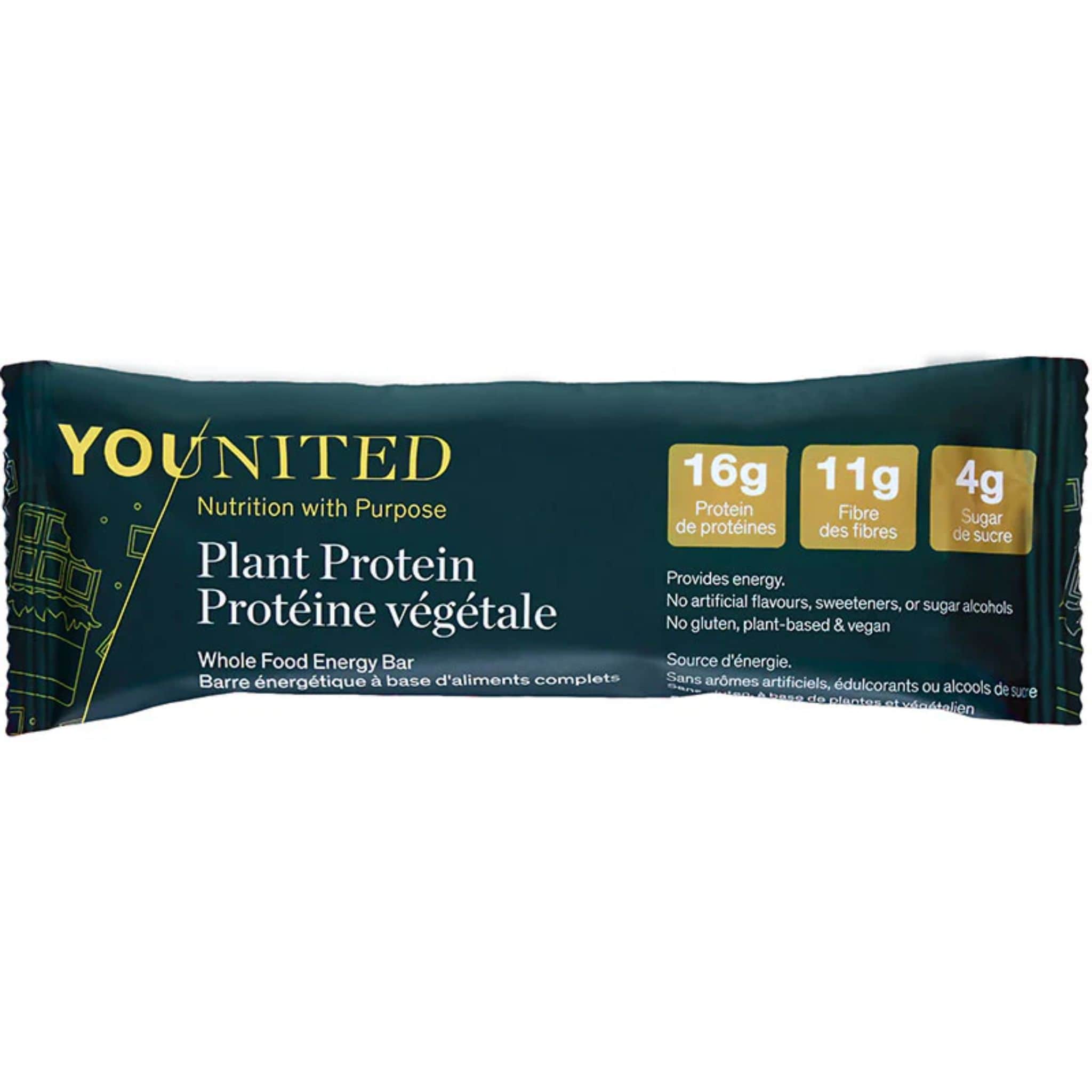 Younited Plant Protein Snack Bar, High Protein High Fibre Low Sugar Protein Bar, Box of 12 Bars - Image 2